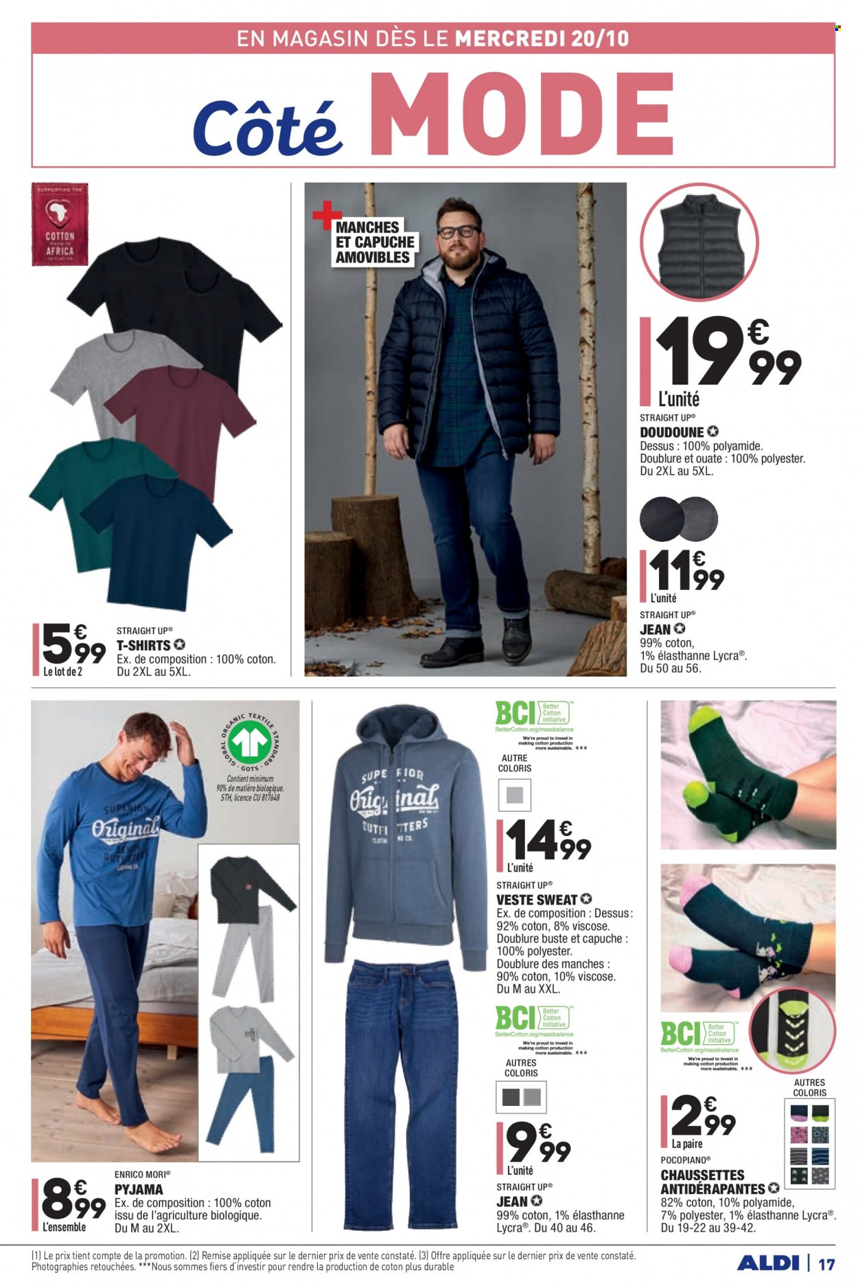 thumbnail - Catalogue ALDI - 19/10/2021 - 25/10/2021 - Produits soldés - doudoune, veste, jeans, sweat-shirt, pyjama, chaussettes. Page 19.