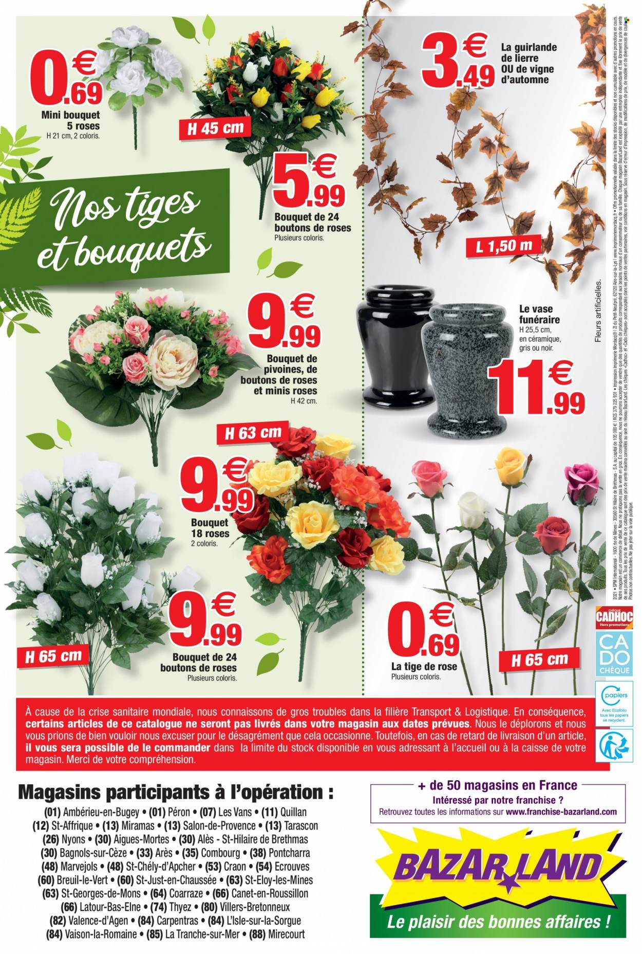 thumbnail - Catalogue Bazarland - 13/10/2021 - 31/10/2021 - Produits soldés - guirlande, vase, plante artificielle, fleur. Page 12.