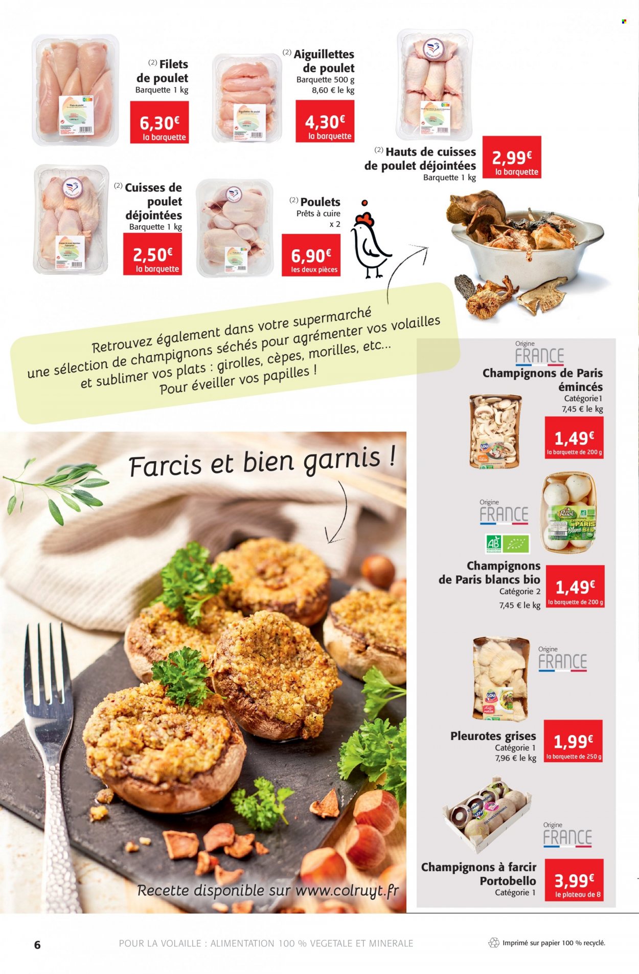 thumbnail - Catalogue Colruyt - 13/10/2021 - 17/10/2021 - Produits soldés - champignon, cèpes, girolles, champignon de Paris, filet de poulet, cuisses de poulet, viande de poulet, escalope de poulet. Page 6.