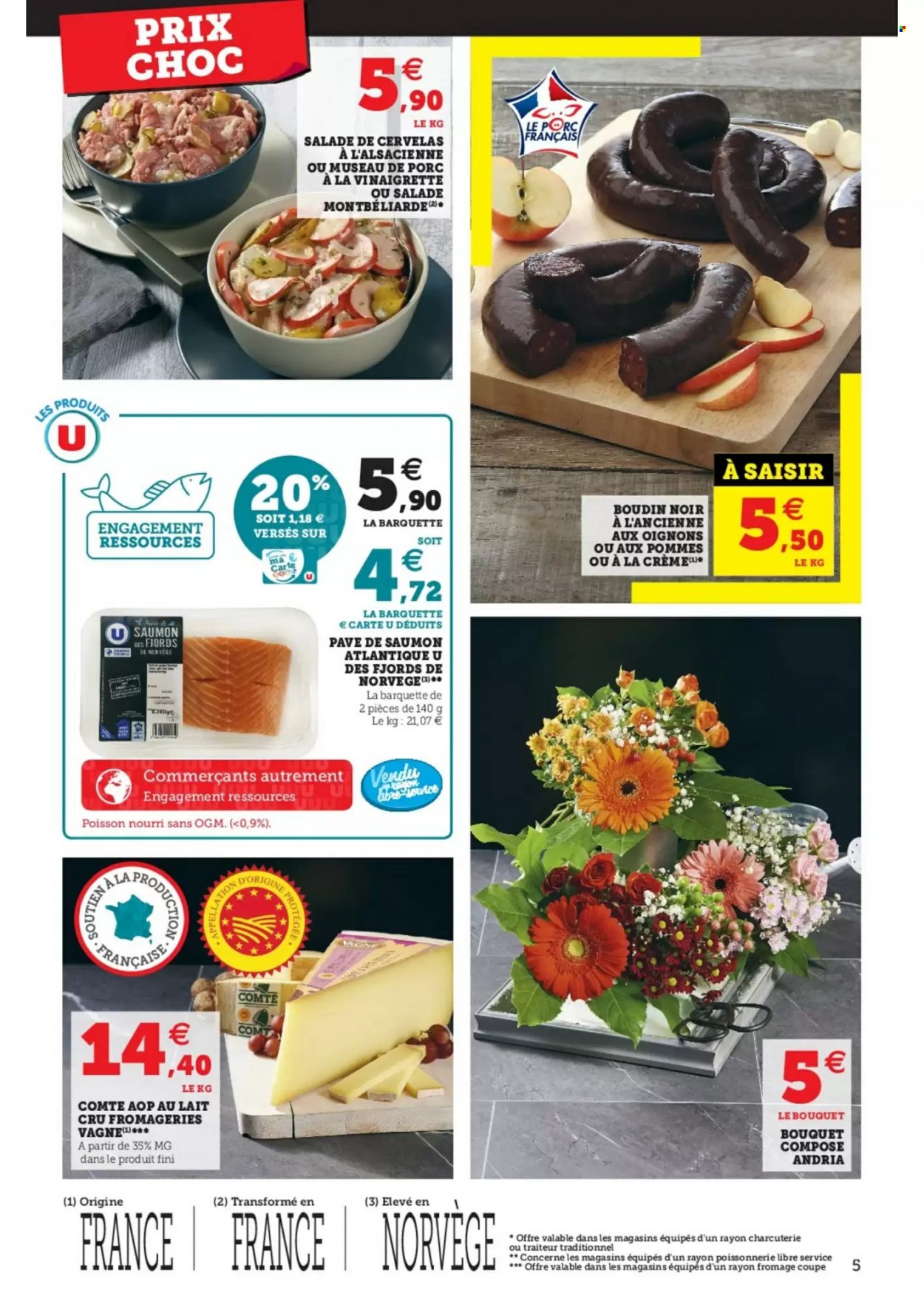 thumbnail - Catalogue U express - 12/10/2021 - 16/10/2021 - Produits soldés - salade, boudin de viande, boudin noir, Comté, fromage. Page 5.