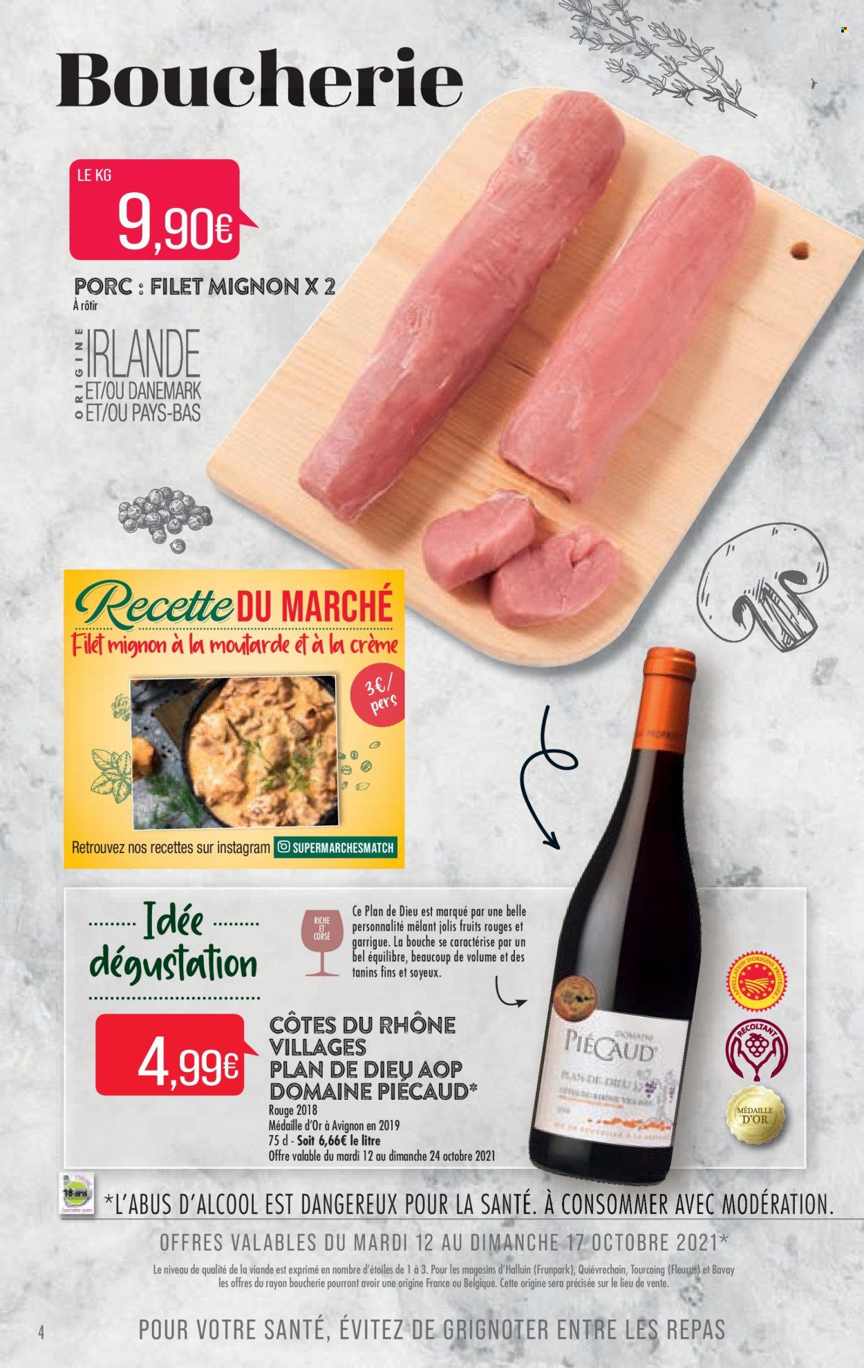 thumbnail - Catalogue Supermarché Match - 12/10/2021 - 24/10/2021 - Produits soldés - Côtes du Rhône, vin. Page 4.