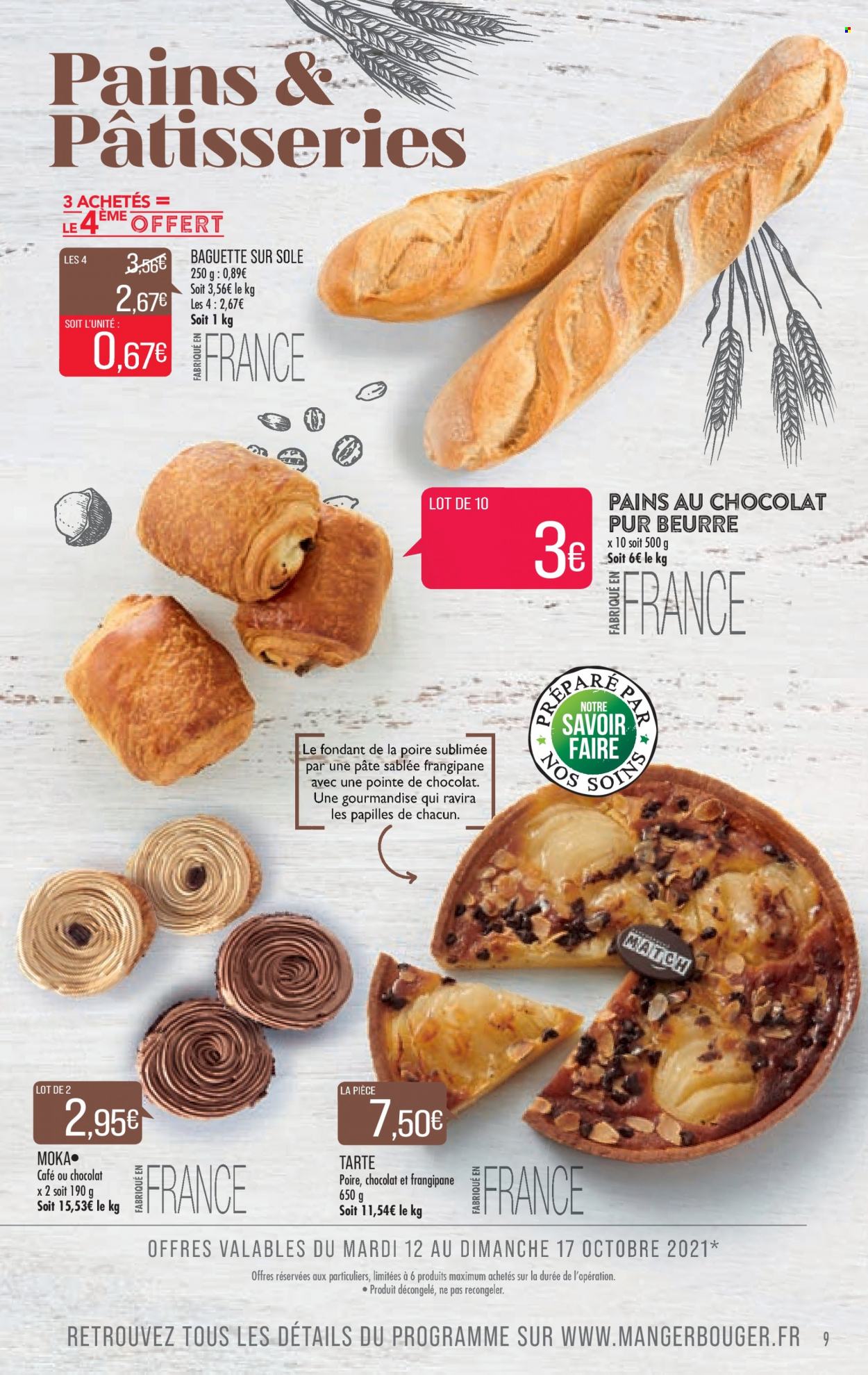 thumbnail - Catalogue Supermarché Match - 12/10/2021 - 24/10/2021 - Produits soldés - tarte, baguette, pain au chocolat. Page 9.