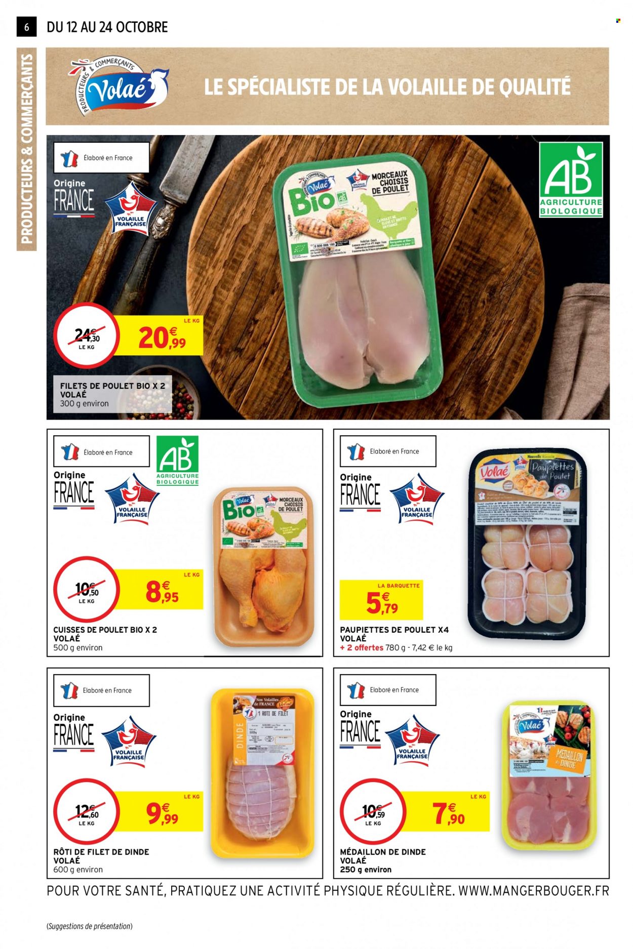thumbnail - Catalogue Intermarché - 12/10/2021 - 24/10/2021 - Produits soldés - paupiette, filet de poulet, cuisses de poulet, viande de poulet, viande de dinde. Page 6.