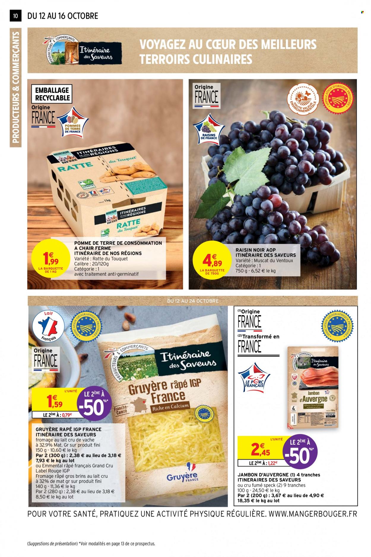 thumbnail - Catalogue Intermarché - 12/10/2021 - 24/10/2021 - Produits soldés - jambon, fromage, gruyère, fromage râpé. Page 10.