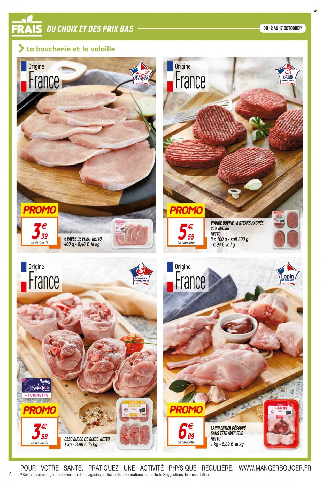 thumbnail - Catalogue Netto - 12/10/2021 - 24/10/2021 - Produits soldés - steak haché, viande hachée, lapin entier, viande de lapin. Page 4.