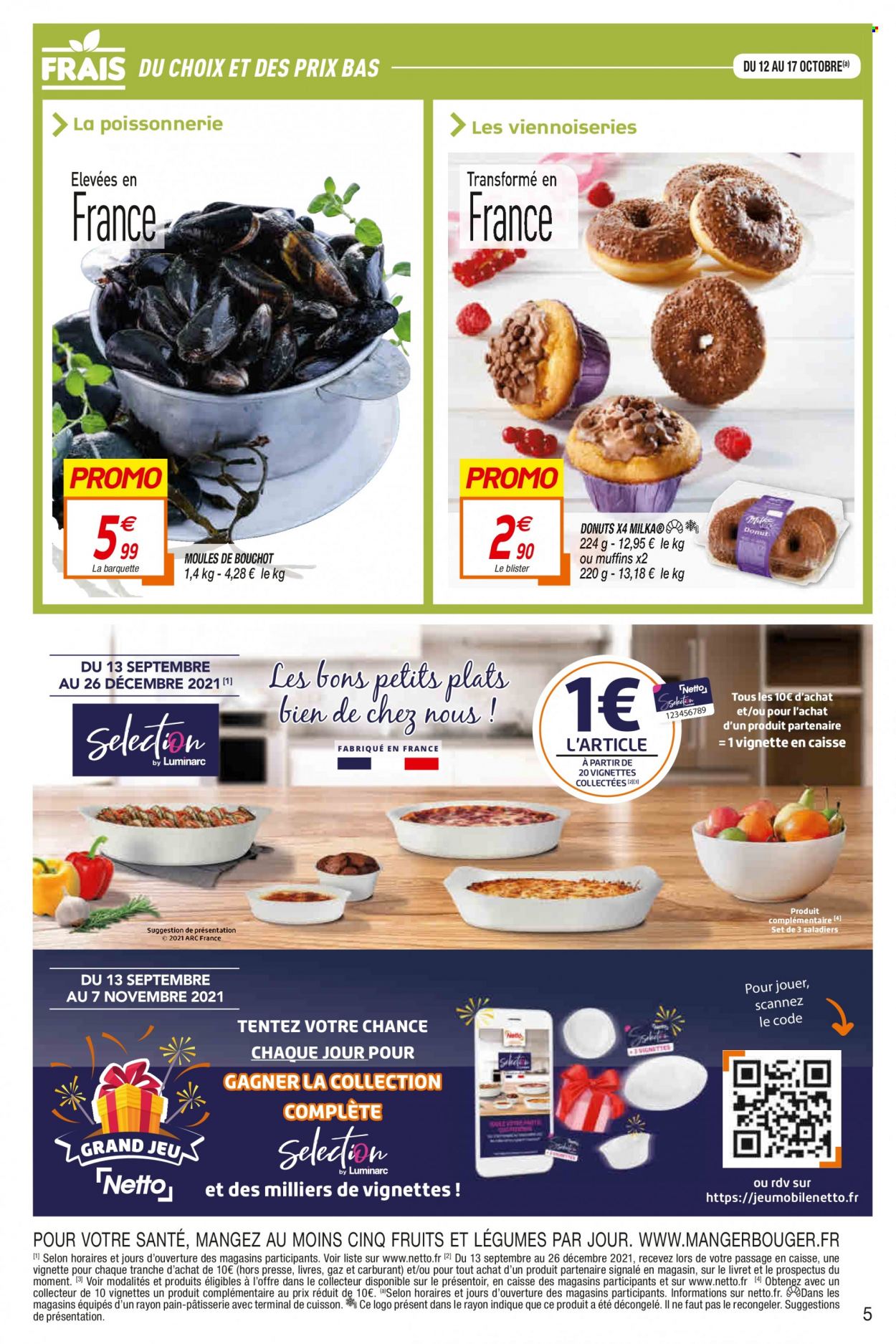 thumbnail - Catalogue Netto - 12/10/2021 - 24/10/2021 - Produits soldés - jeu, donut, moules, Milka, saladiers. Page 5.