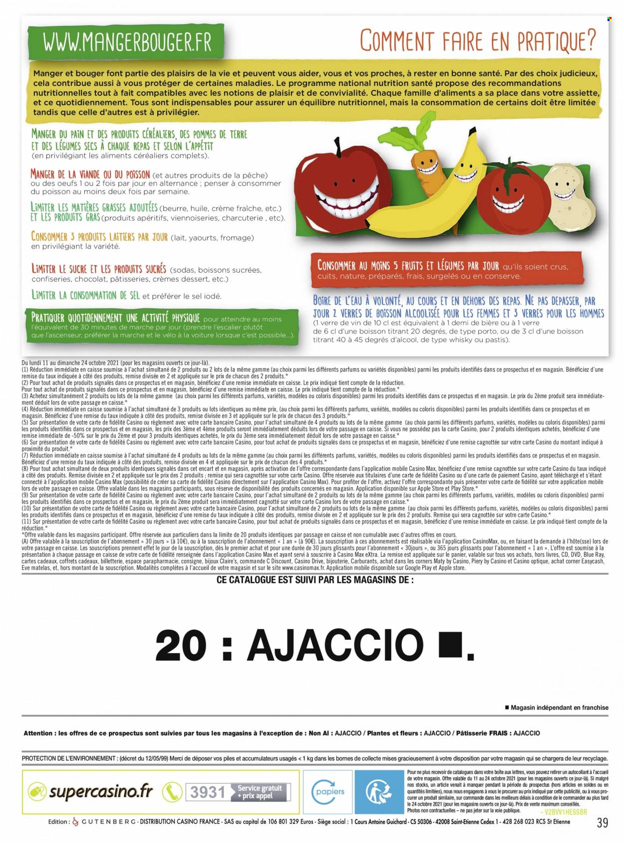 thumbnail - Catalogue EUROSPAR - 11/10/2021 - 24/10/2021 - Produits soldés - pommes de terre, yaourt, beurre, crème fraîche, verre. Page 39.