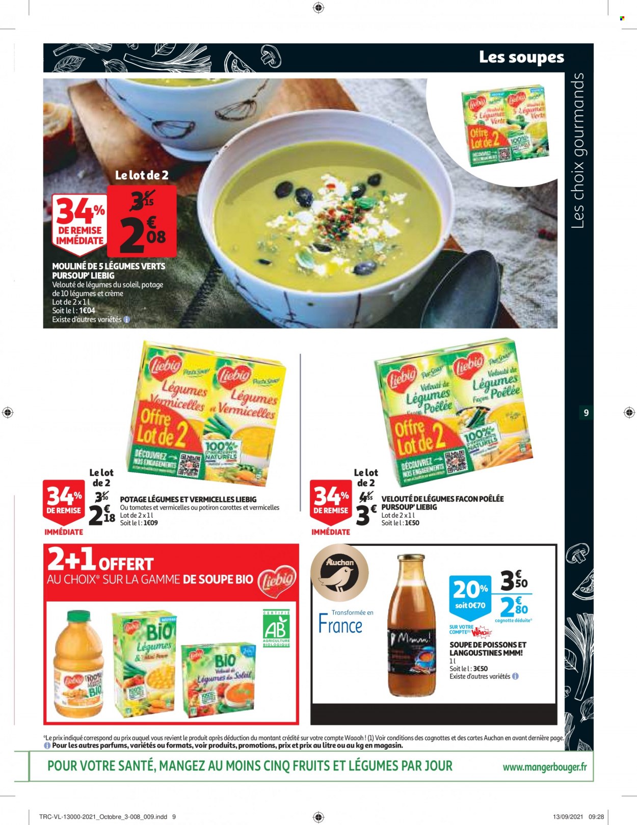 thumbnail - Catalogue Auchan - 13/10/2021 - 19/10/2021 - Produits soldés - potimarron, soupe, velouté, vermicelles. Page 9.