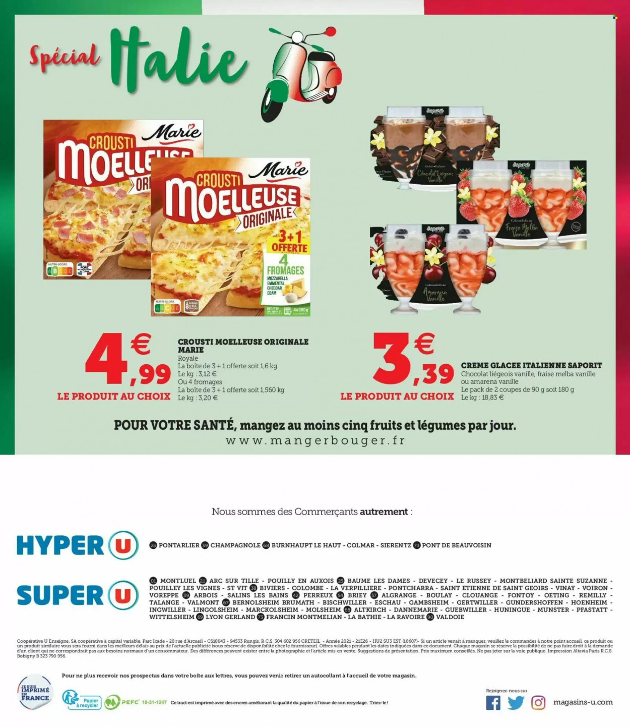 thumbnail - Catalogue Magasins U - 12/10/2021 - 16/10/2021 - Produits soldés - melon, emmental, fromage, mozzarella, Munster, glace, farine. Page 24.