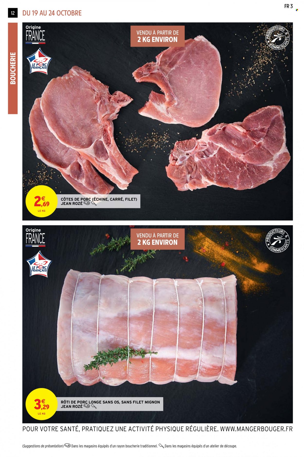 thumbnail - Catalogue Intermarché Contact - 19/10/2021 - 31/10/2021 - Produits soldés - côtes de porc, filet mignon, rôti de porc, viande de porc, longe de porc. Page 12.