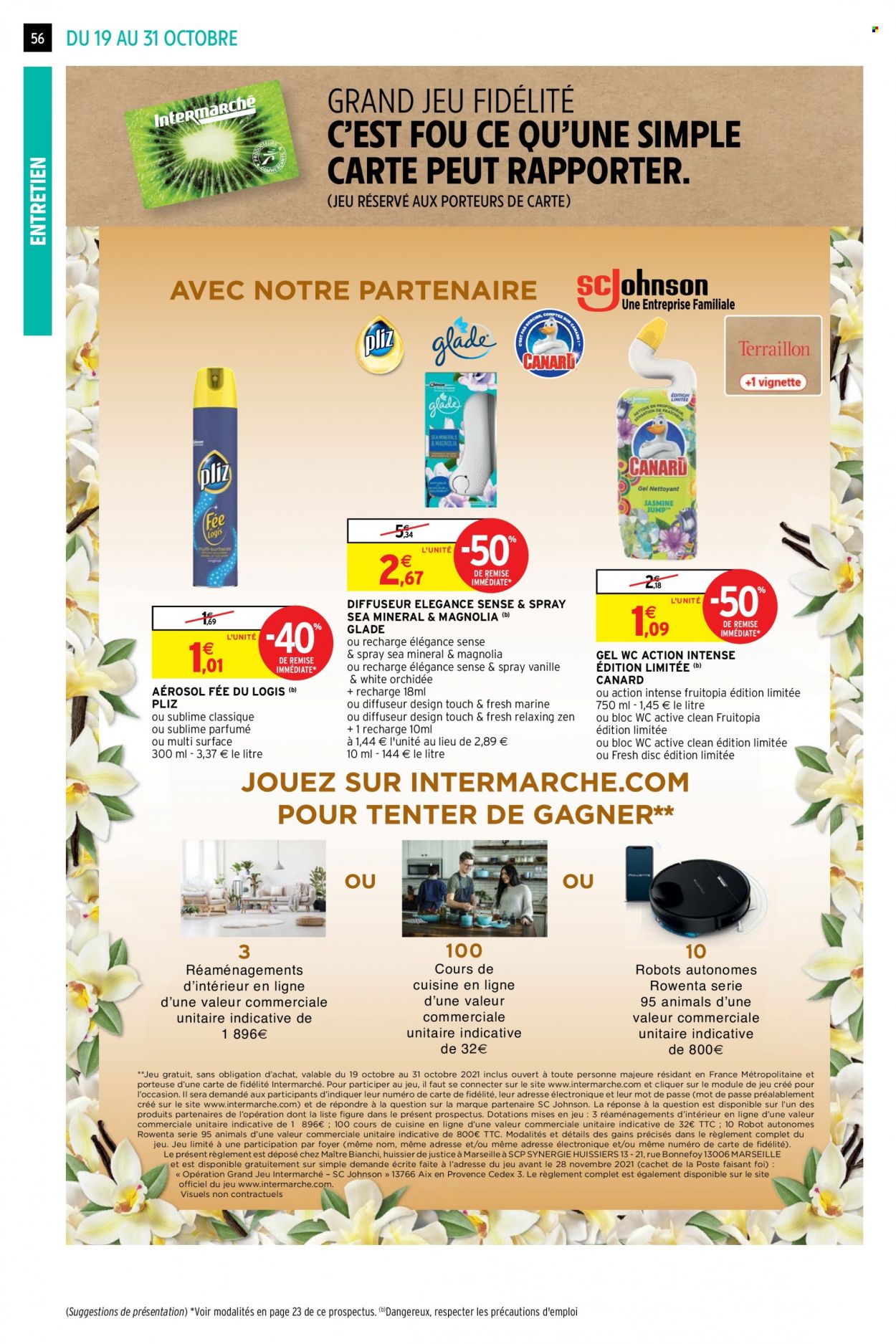 thumbnail - Catalogue Intermarché Super - 19/10/2021 - 31/10/2021 - Produits soldés - bloc nettoyant WC, wc disc, diffuseur, Rowenta, orchidée. Page 56.