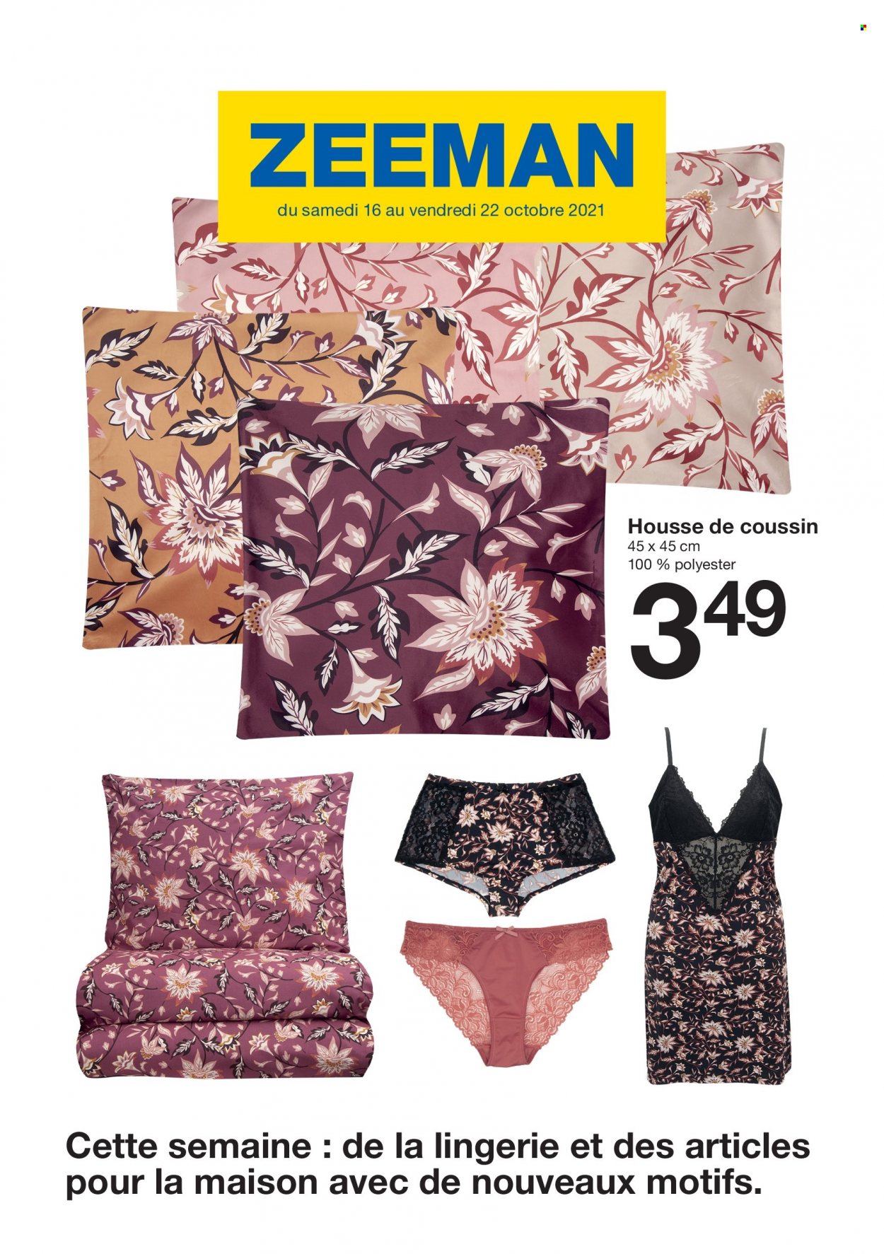 thumbnail - Catalogue Zeeman - 16/10/2021 - 22/10/2021 - Produits soldés - coussin, housse de coussin, lingerie. Page 1.