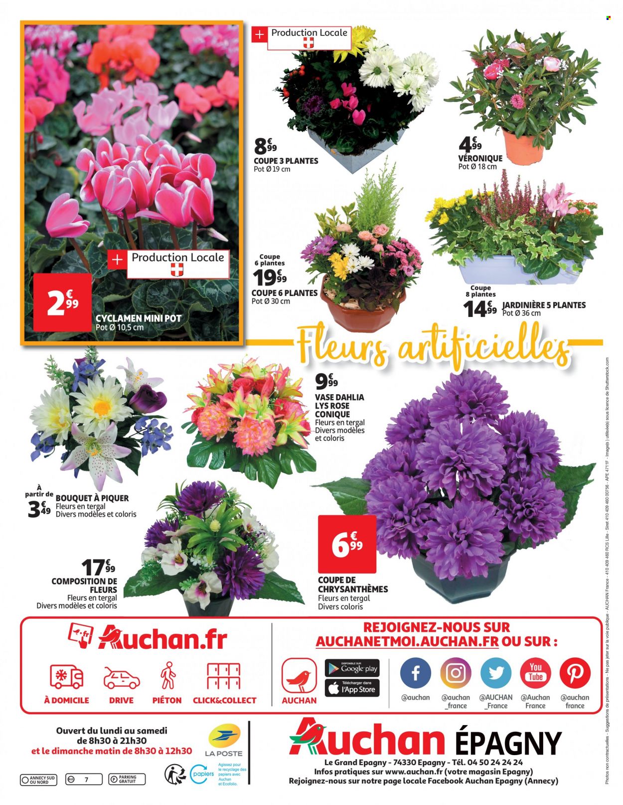 thumbnail - Catalogue Auchan - 22/10/2021 - 01/11/2021 - Produits soldés - vase, chrysanthème, cyclamen, jardinière, pot rond. Page 2.