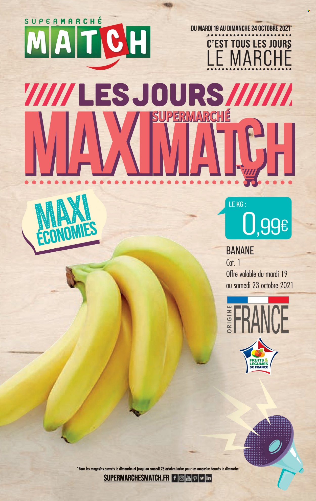 thumbnail - Catalogue Supermarché Match - 19/10/2021 - 24/10/2021 - Produits soldés - bananes. Page 1.