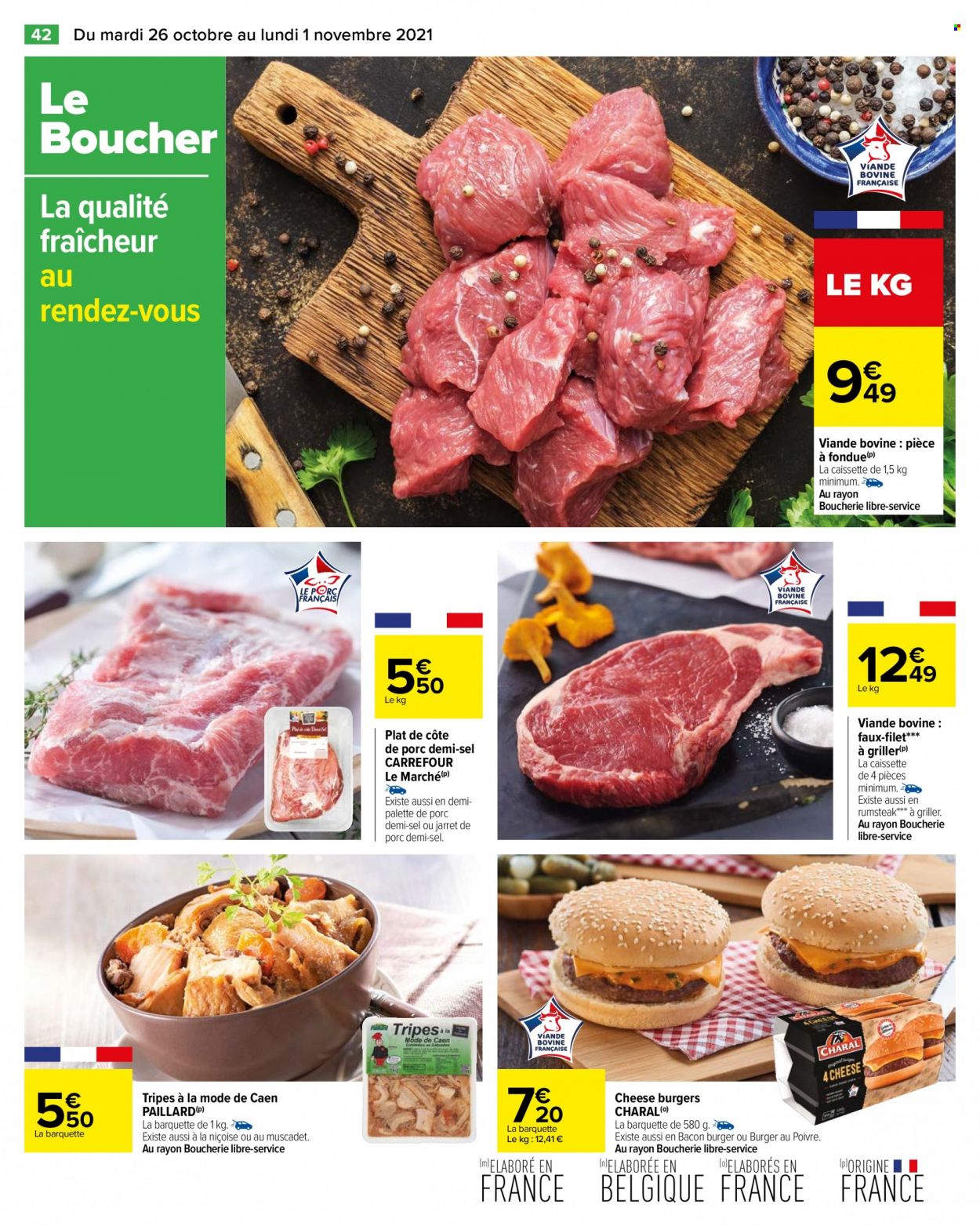 thumbnail - Catalogue Carrefour Hypermarchés - 26/10/2021 - 01/11/2021 - Produits soldés - côtes de porc, pièce à fondue, viande de porc, bacon. Page 43.