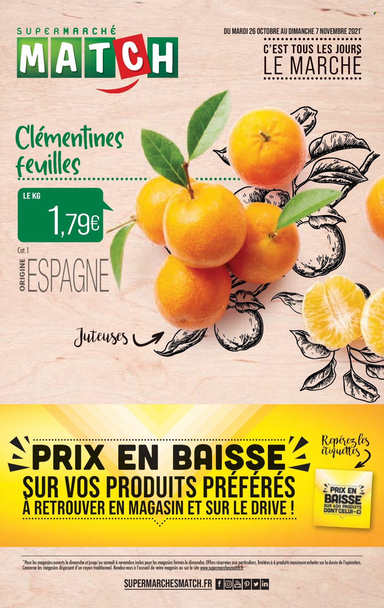 Catalogue Supermarché Match - 26/10/2021 - 07/11/2021. Page 1