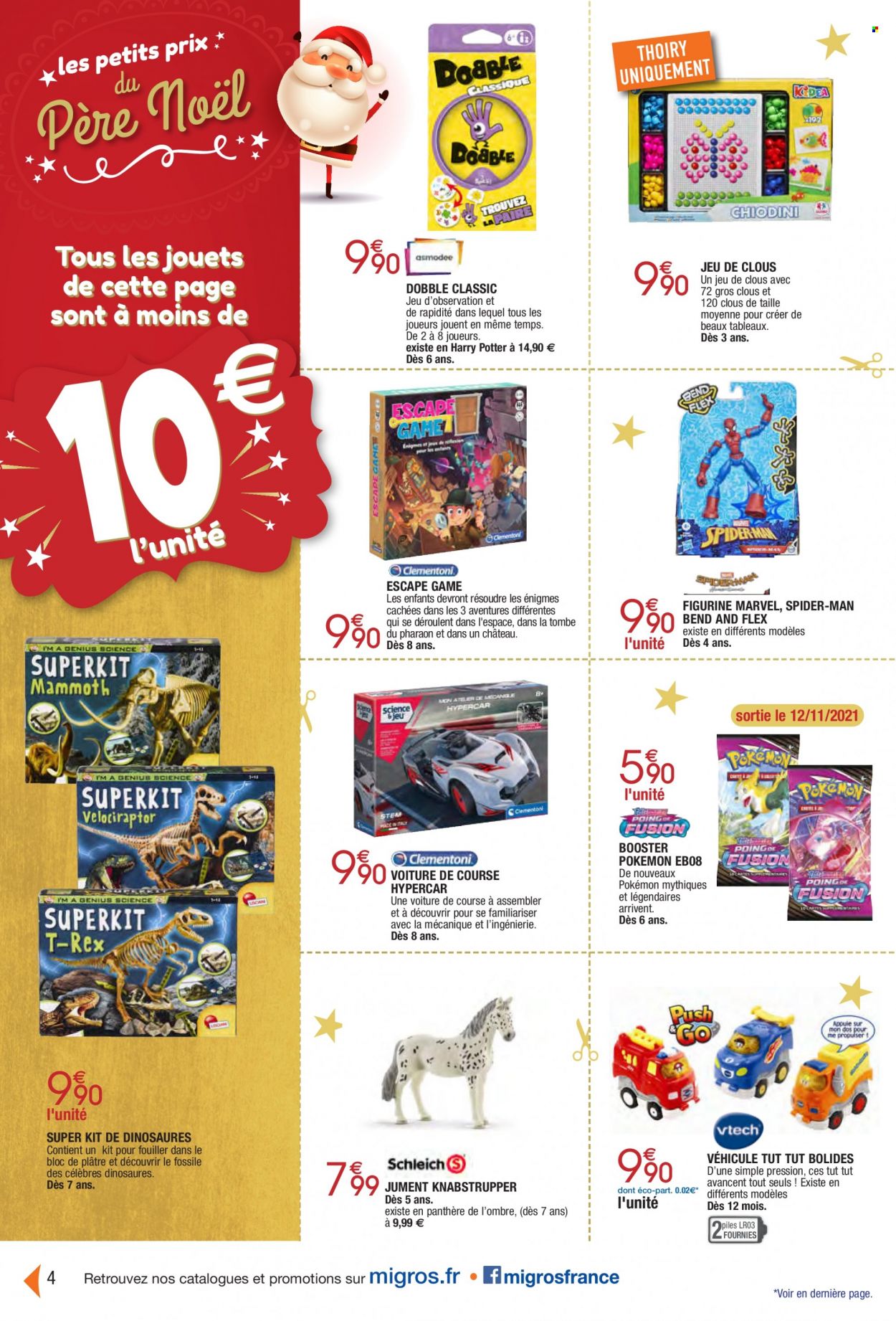 thumbnail - Catalogue Migros France - 02/11/2021 - 24/12/2021 - Produits soldés - Harry Potter, Pokémon, figurine, Dobble, Escape Game, voiture de course. Page 4.