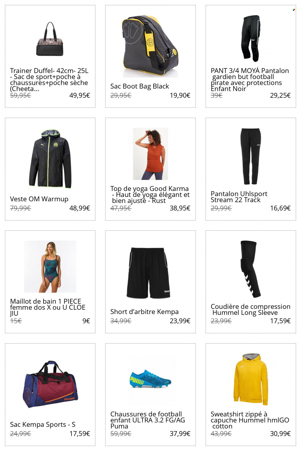 thumbnail - Catalogue Decathlon - Produits soldés - Hummel, Puma, veste, shorts, pantalon, sweat-shirt, maillot de bain. Page 42.