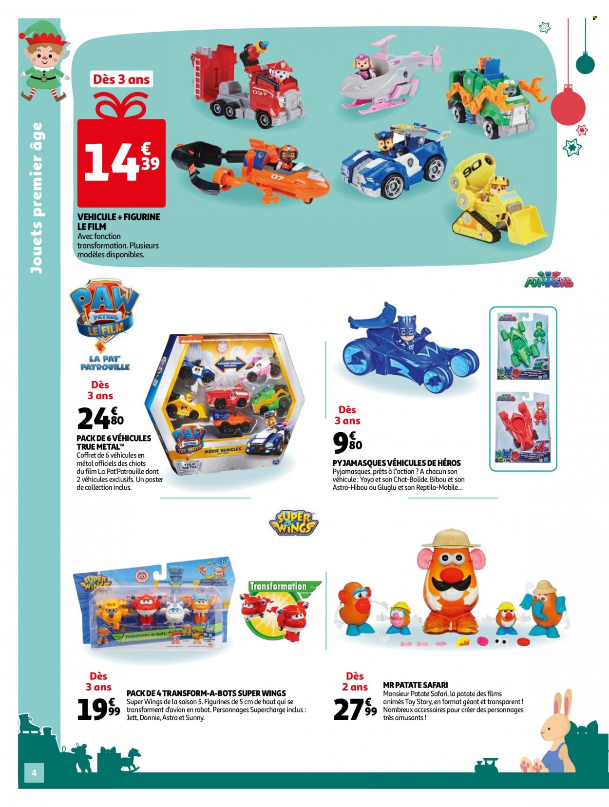 thumbnail - Catalogue Auchan - 03/11/2021 - 06/12/2021 - Produits soldés - figurine, véhicule jouet, Pyjamasques, Super Wings, Monsieur Patate. Page 4.