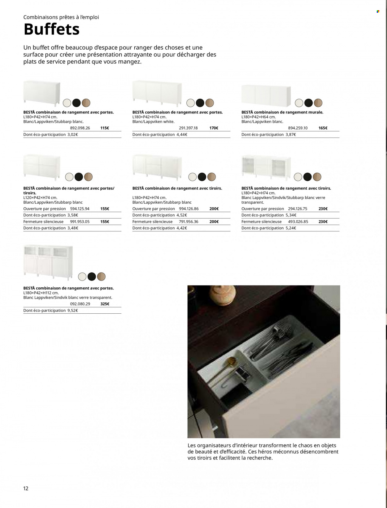 thumbnail - Catalogue IKEA - Produits soldés - verre, combinaison de rangement, buffet. Page 12.