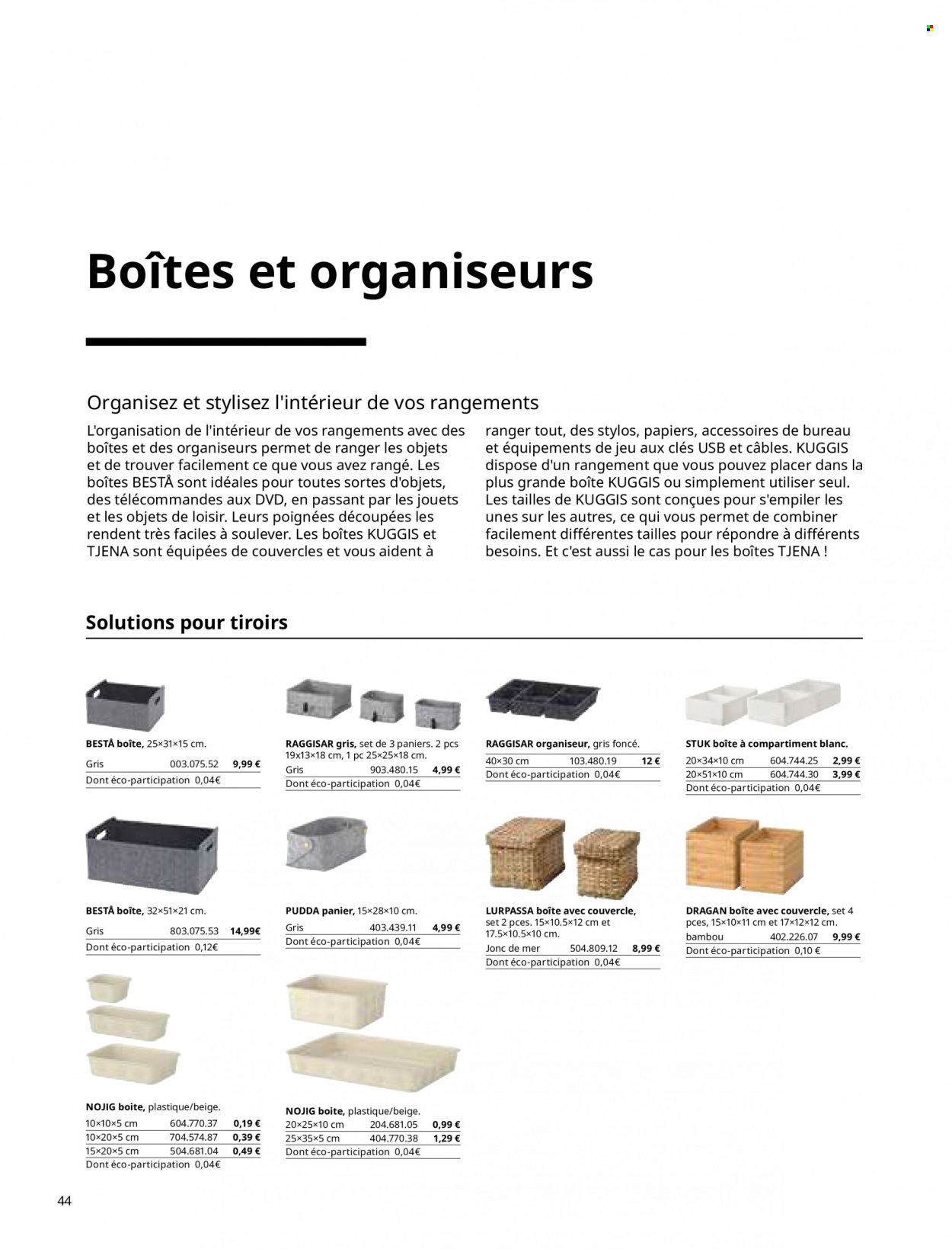 thumbnail - Catalogue IKEA - Produits soldés - panier, stylo, DVD, bambou. Page 44.