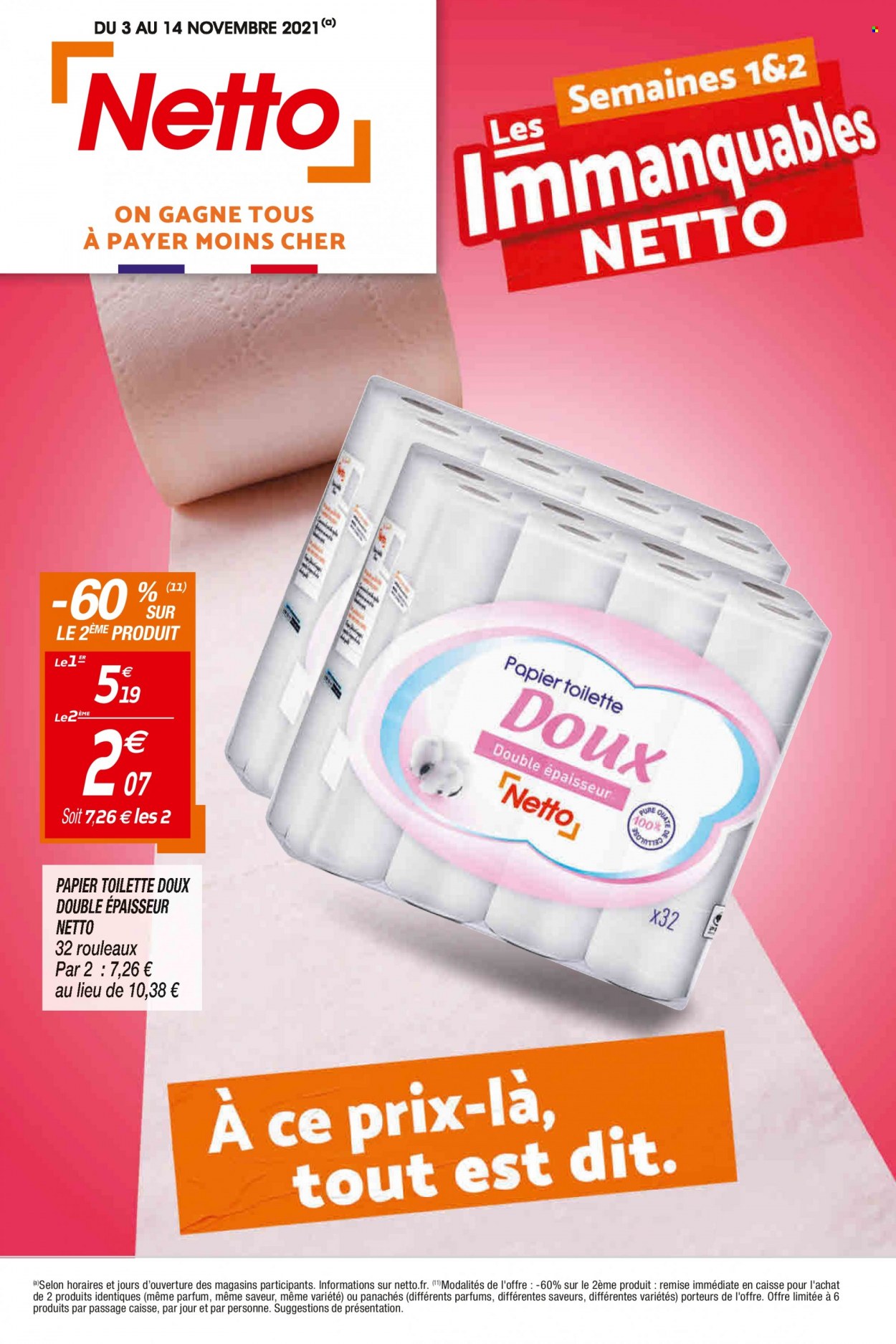 thumbnail - Catalogue Netto - 03/11/2021 - 14/11/2021 - Produits soldés - papier toilette. Page 1.