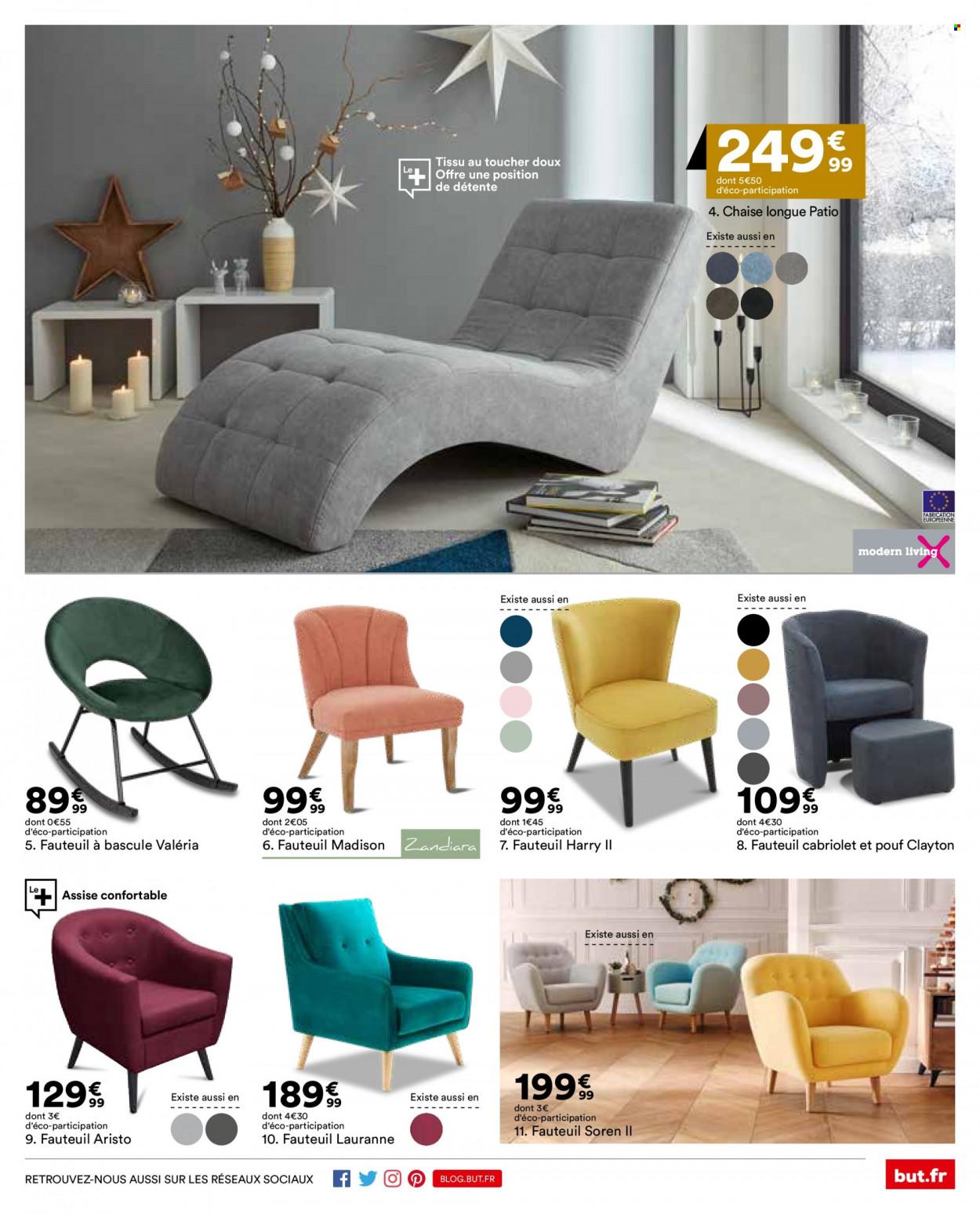 thumbnail - Catalogue BUT - 02/11/2021 - 31/12/2021 - Produits soldés - chaise, Madison, pouf, chaise longue. Page 27.