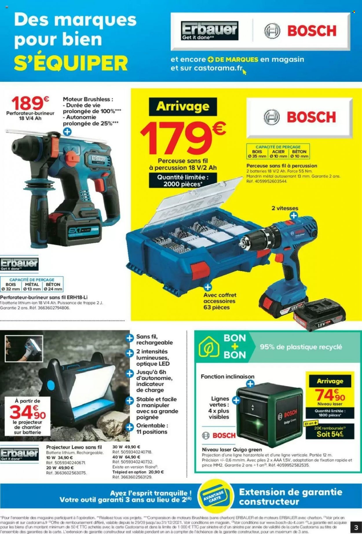 thumbnail - Catalogue Castorama - 10/11/2021 - 29/11/2021 - Produits soldés - Bosch, coffret, projecteur, perceuse sans fil, perforateur. Page 3.