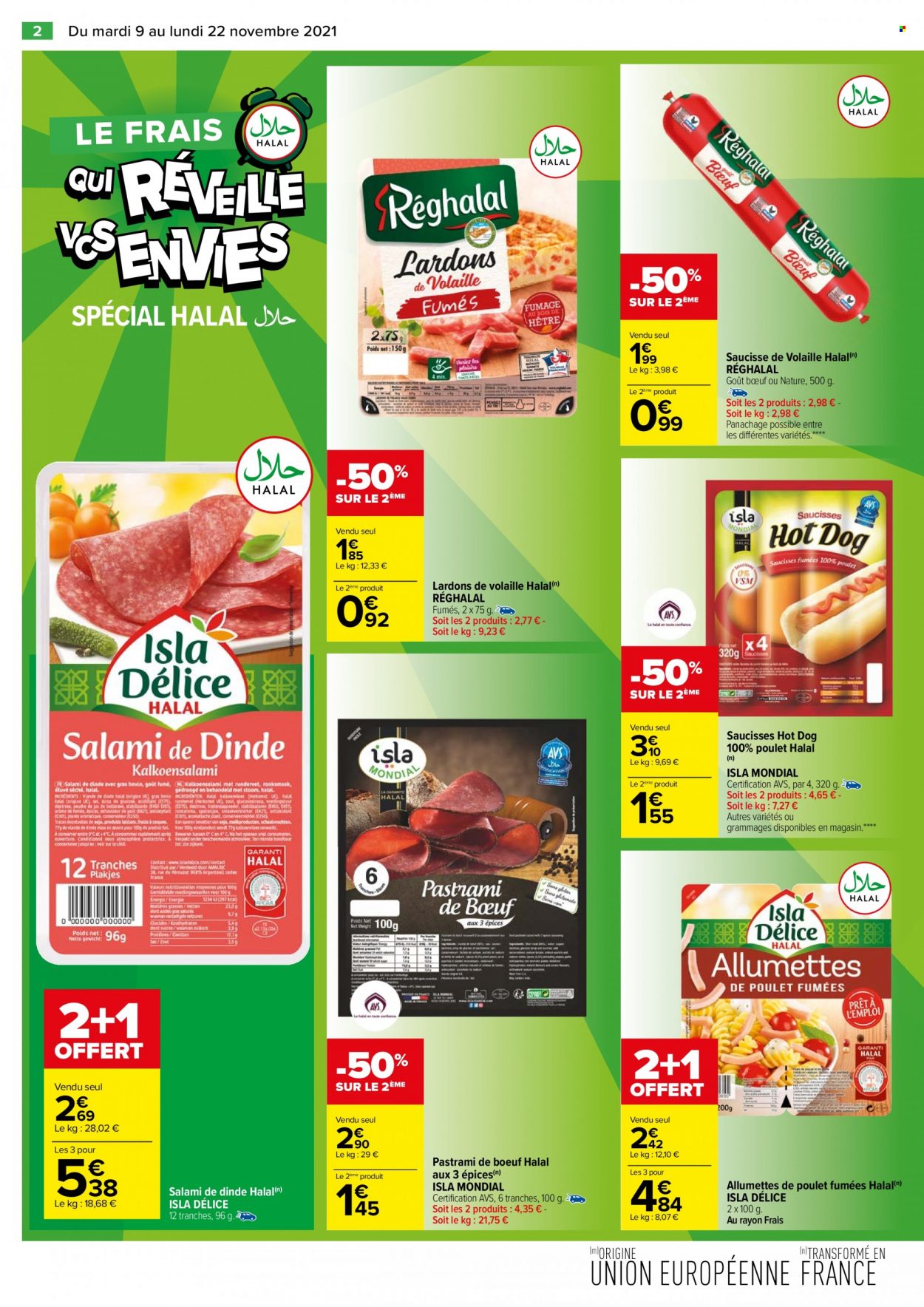 thumbnail - Catalogue Carrefour Hypermarchés - 09/11/2021 - 22/11/2021 - Produits soldés - allumettes, lardons, salami, saucisse. Page 2.
