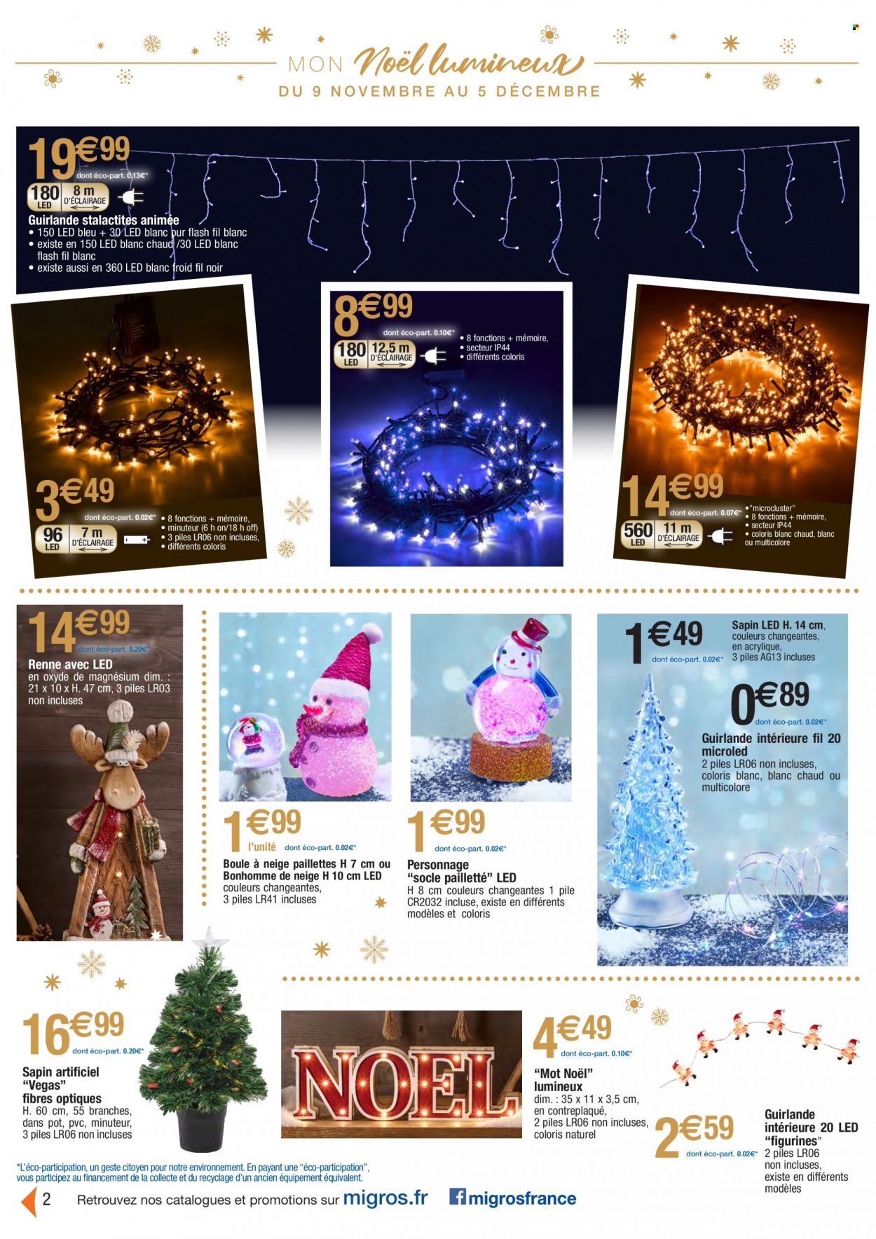 thumbnail - Catalogue Migros France - 09/11/2021 - 24/12/2021 - Produits soldés - figurine, bonhomme de neige, guirlande, sapin artificiel, Magne B6. Page 2.