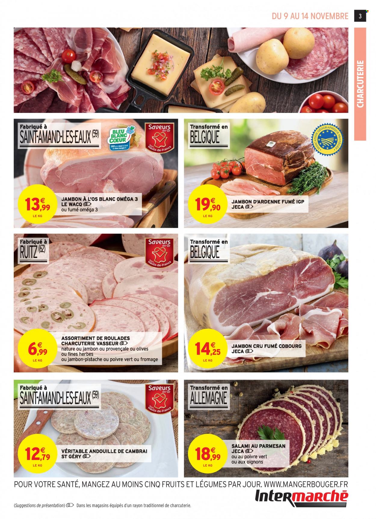 thumbnail - Catalogue Intermarché Hyper - Produits soldés - jambon sec, salami, andouille, olives. Page 3.
