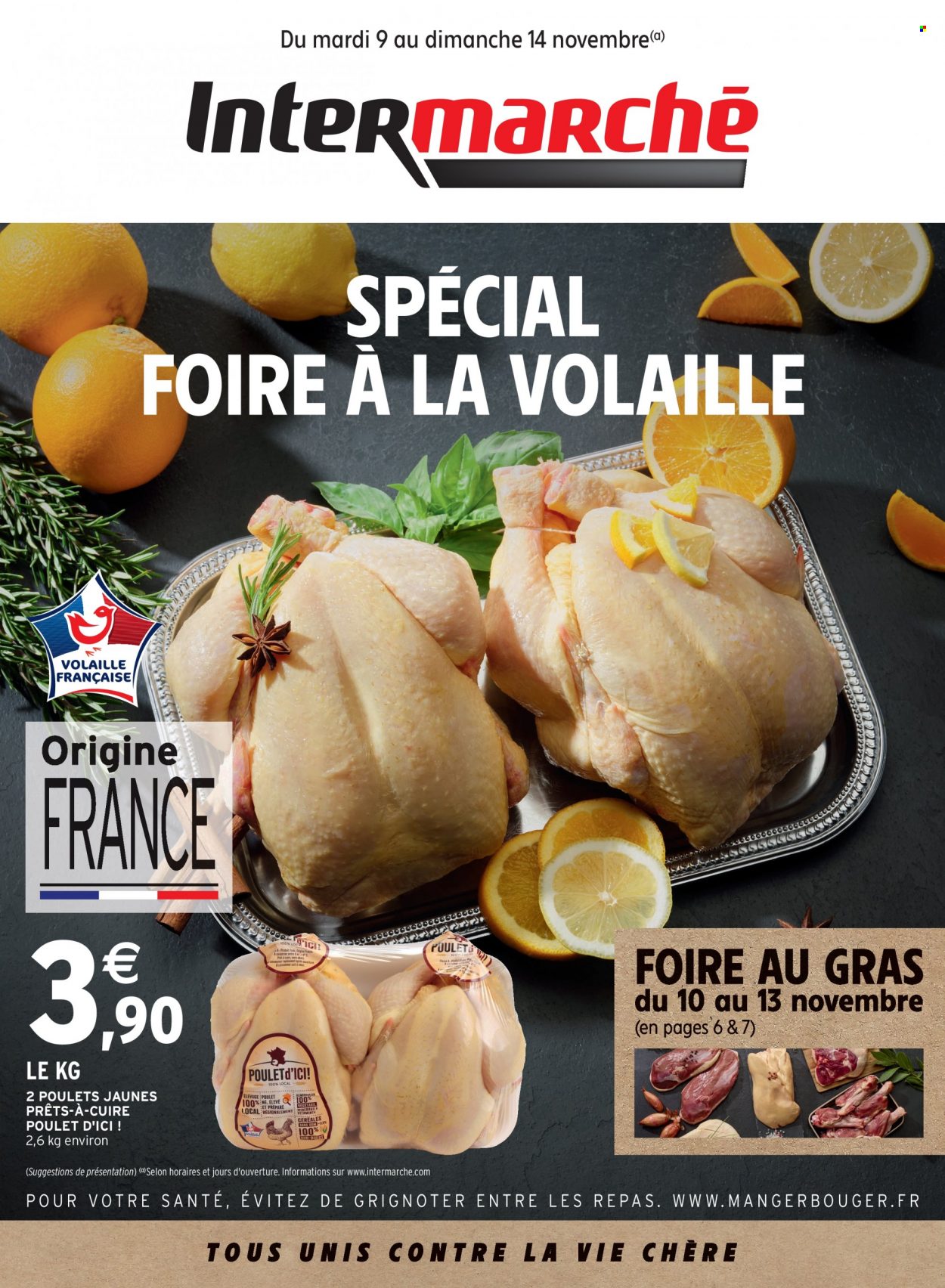 Catalogue Intermarché - 09/11/2021 - 14/11/2021 - Produits soldés - poulet, céréales. Page 1.