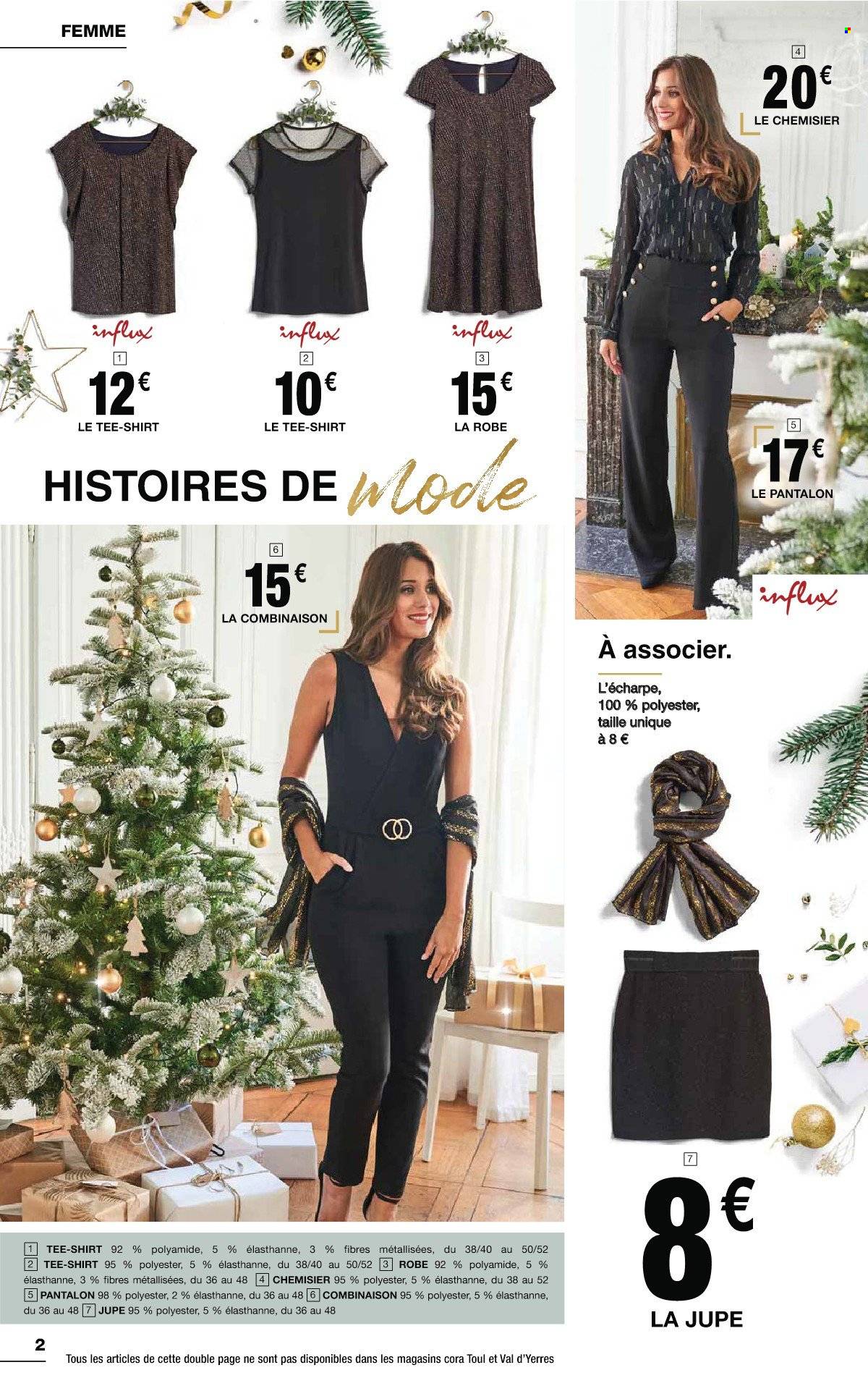 thumbnail - Catalogue Cora - 09/11/2021 - 31/12/2021 - Produits soldés - pantalon, robe, chemisier, t-shirt, écharpe. Page 2.
