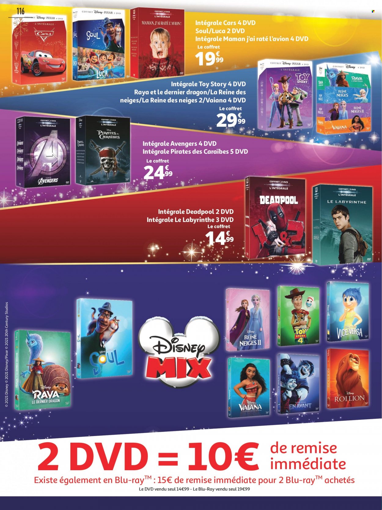 thumbnail - Catalogue Auchan - 08/11/2021 - 24/12/2021 - Produits soldés - Disney, Lion, Cars, DVD, dragon. Page 116.