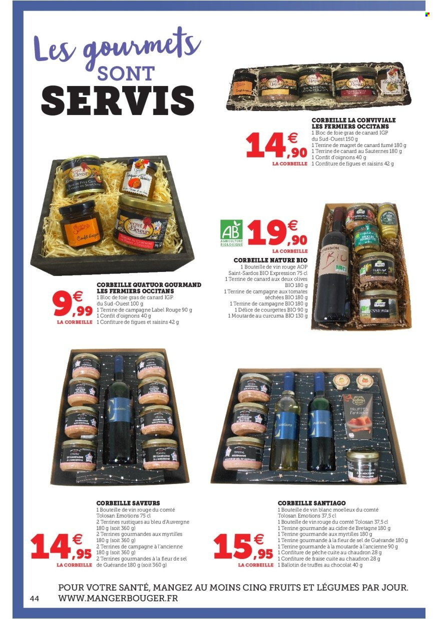 thumbnail - Catalogue SUPER U - 16/11/2021 - 24/12/2021 - Produits soldés - oignons, terrine, Bleu d'Auvergne, truffes, moutarde à l’ancienne, confiture, corbeille. Page 44.