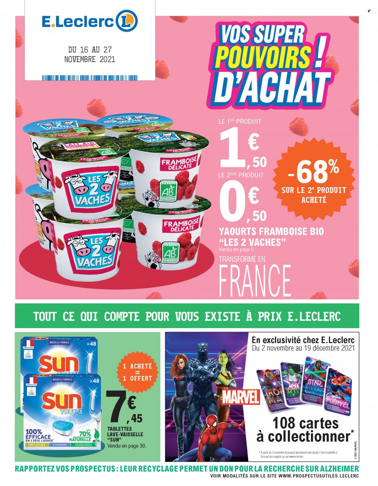 thumbnail - Catalogue E.Leclerc - 16/11/2021 - 27/11/2021 - Produits soldés - yaourt, tablettes lave-vaisselle. Page 1.