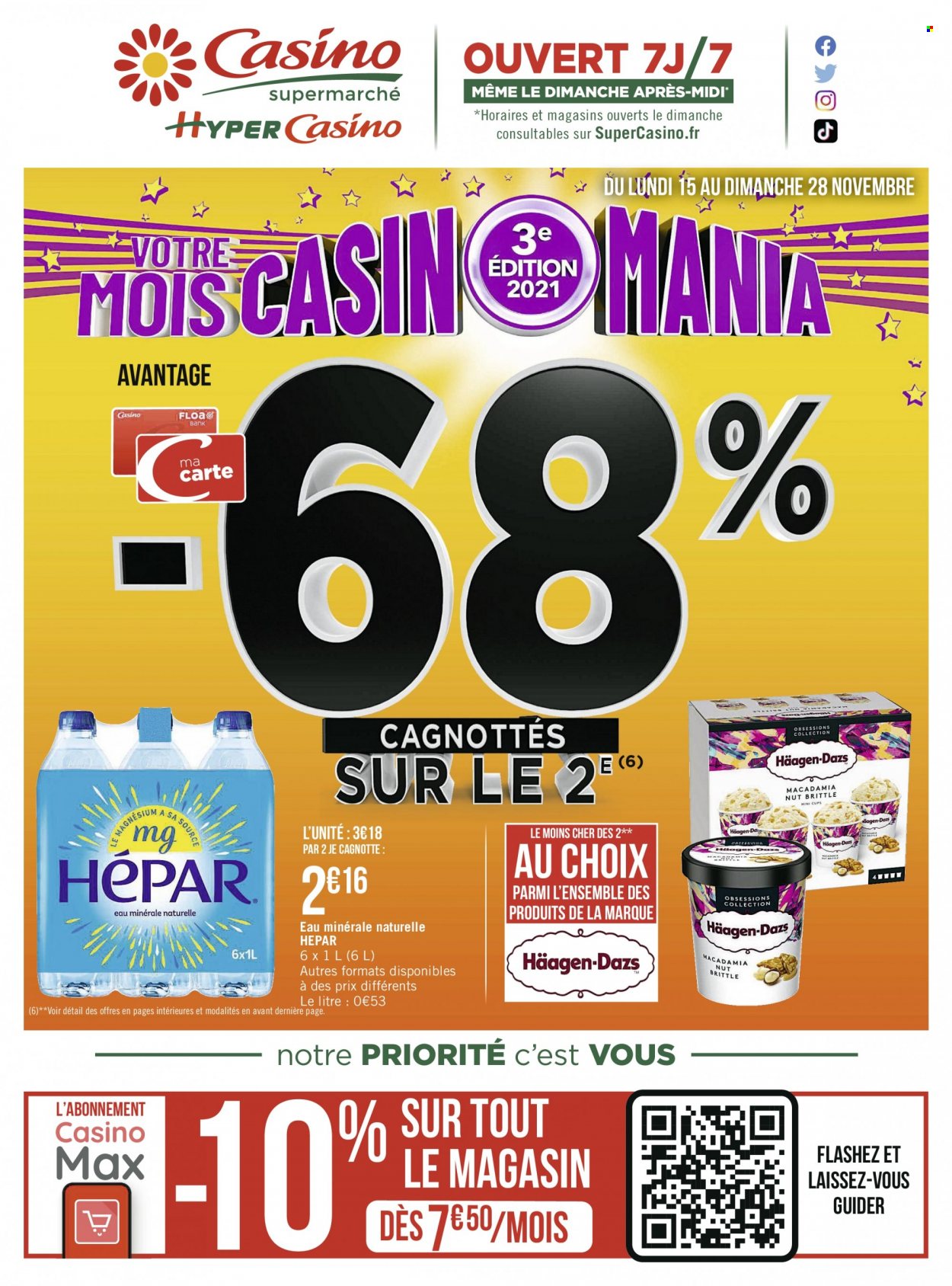 thumbnail - Catalogue Géant Casino - 15/11/2021 - 28/11/2021 - Produits soldés - eau minérale, eau minérale naturelle. Page 1.