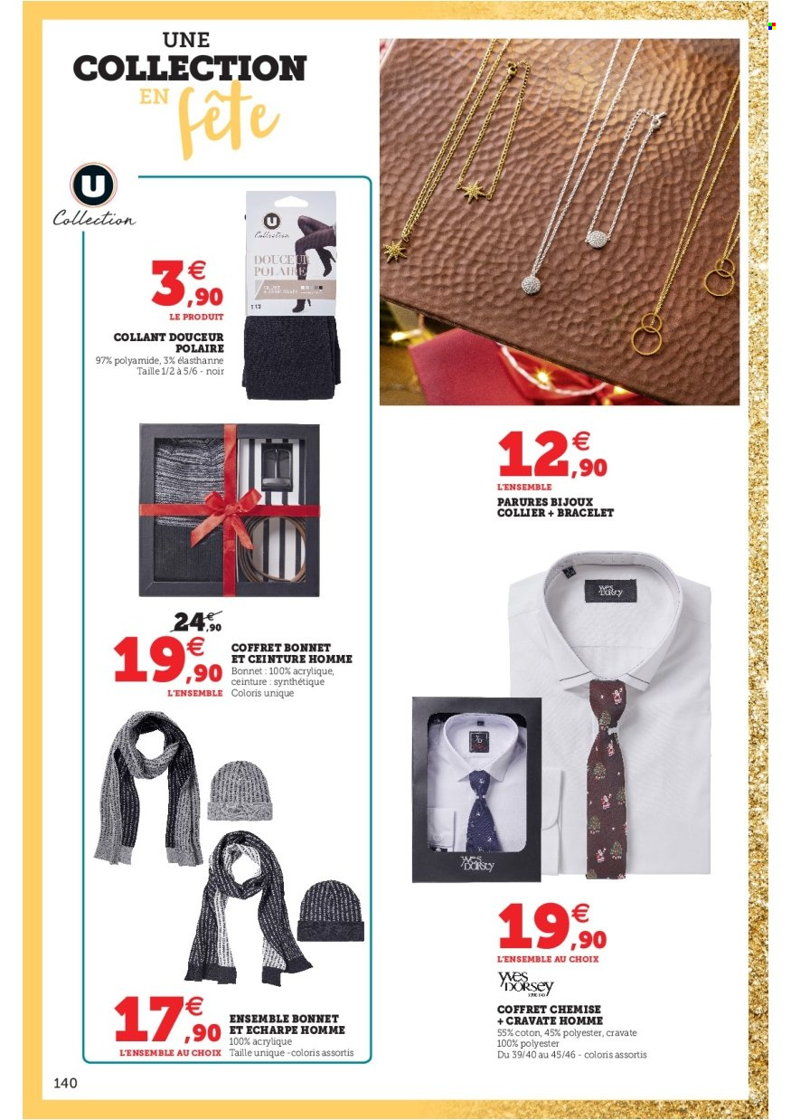 thumbnail - Catalogue HYPER U - 16/11/2021 - 24/12/2021 - Produits soldés - coffret, chemise, collant, écharpe, bijouterie, bracelet, ceinture. Page 140.