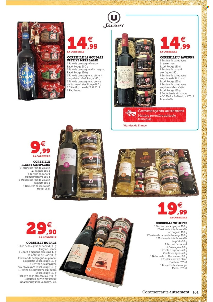 thumbnail - Catalogue HYPER U - 16/11/2021 - 24/12/2021 - Produits soldés - bière, alcool, Goudale, oignons, mousse de foie, terrine, truffes, papillotes, confiture, cognac, corbeille. Page 161.