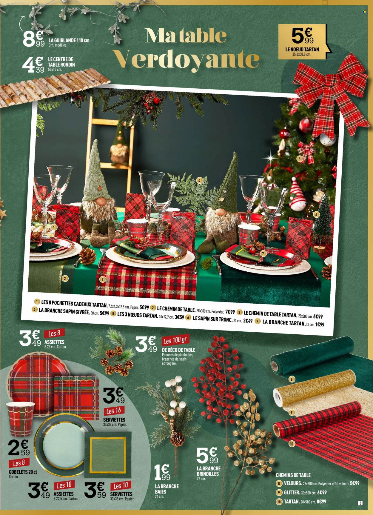 thumbnail - Catalogue Centrakor - 06/12/2021 - 12/12/2021 - Produits soldés - assiette, chemin de table, serviette, guirlande. Page 3.