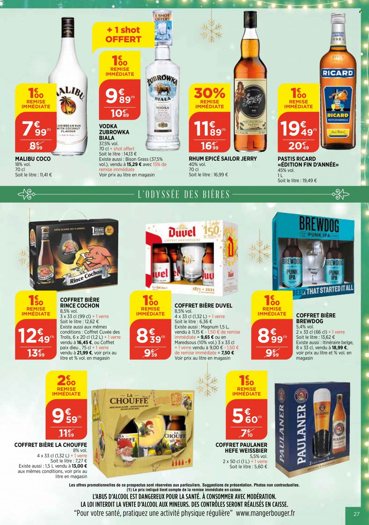 thumbnail - Catalogue Bi1 - 24/11/2021 - 06/12/2021 - Produits soldés - bière, Brewdog, vodka, rhum, pastis, coffret, verre. Page 27.