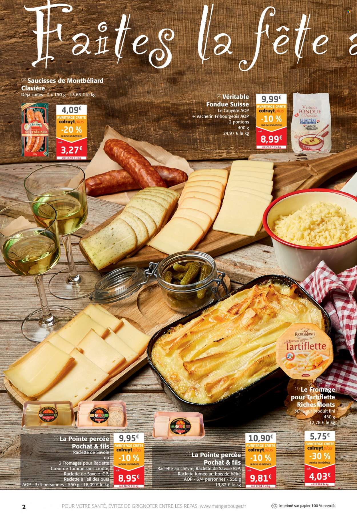 thumbnail - Catalogue Colruyt - 24/11/2021 - 28/11/2021 - Produits soldés - saucisse, gruyère, Vacherin, fromage à raclette, RichesMonts, La Raclette. Page 2.