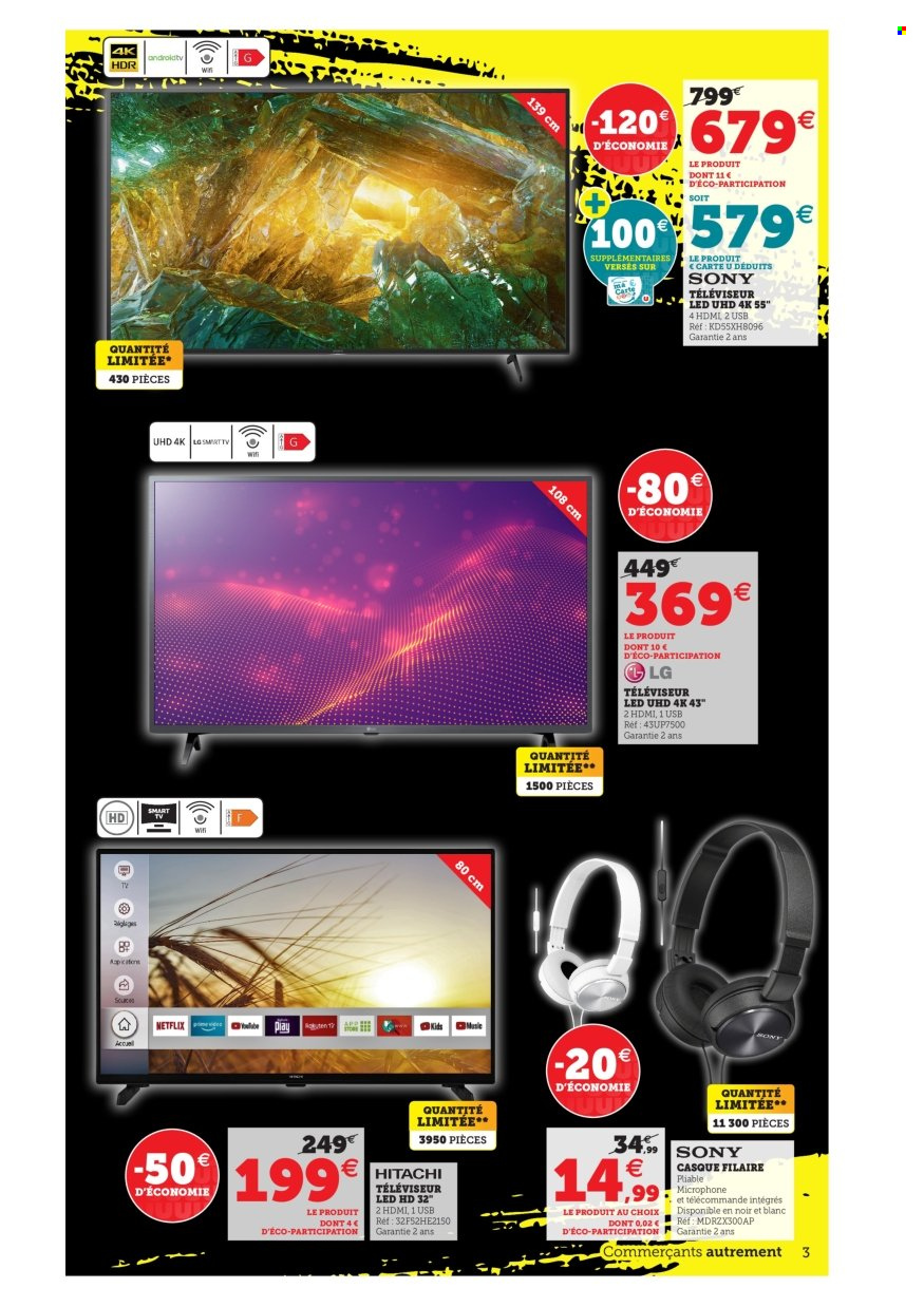 thumbnail - Catalogue HYPER U - 26/11/2021 - 27/11/2021 - Produits soldés - LG, Sony, téléviseur, téléviseur LED. Page 3.