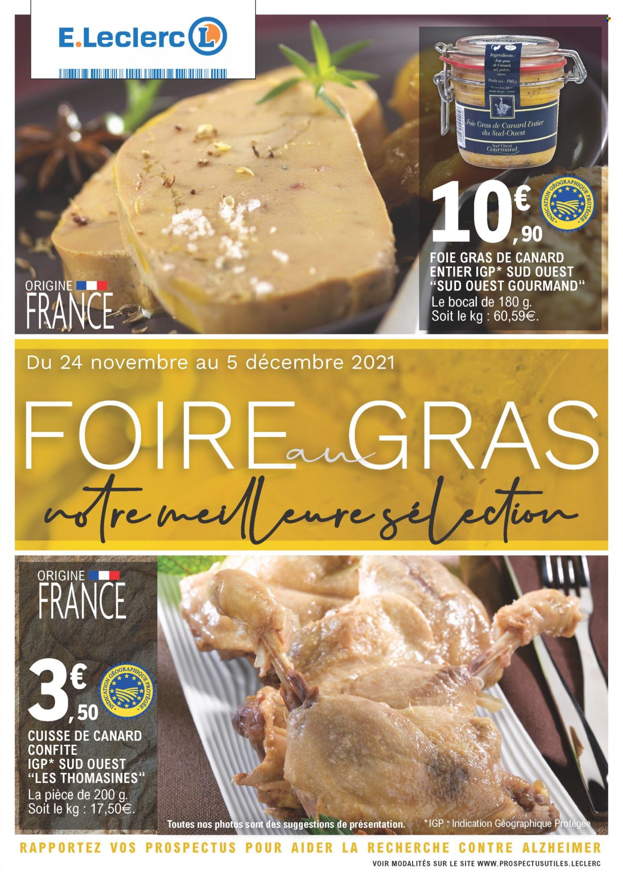 thumbnail - Catalogue E.Leclerc - 24/11/2021 - 05/12/2021 - Produits soldés - cuisse de canard, foie gras. Page 1.