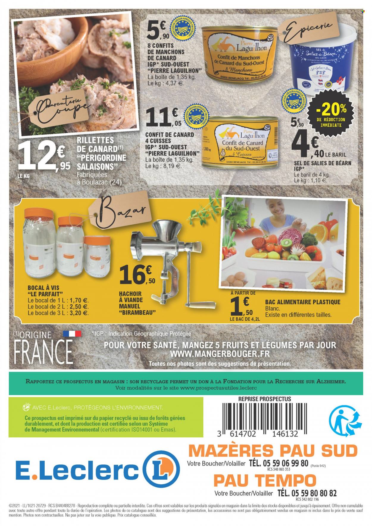 thumbnail - Catalogue E.Leclerc - 24/11/2021 - 05/12/2021 - Produits soldés - manchons de canard, rillettes, confit de canard, rillettes de canard, hachoir, vis. Page 4.