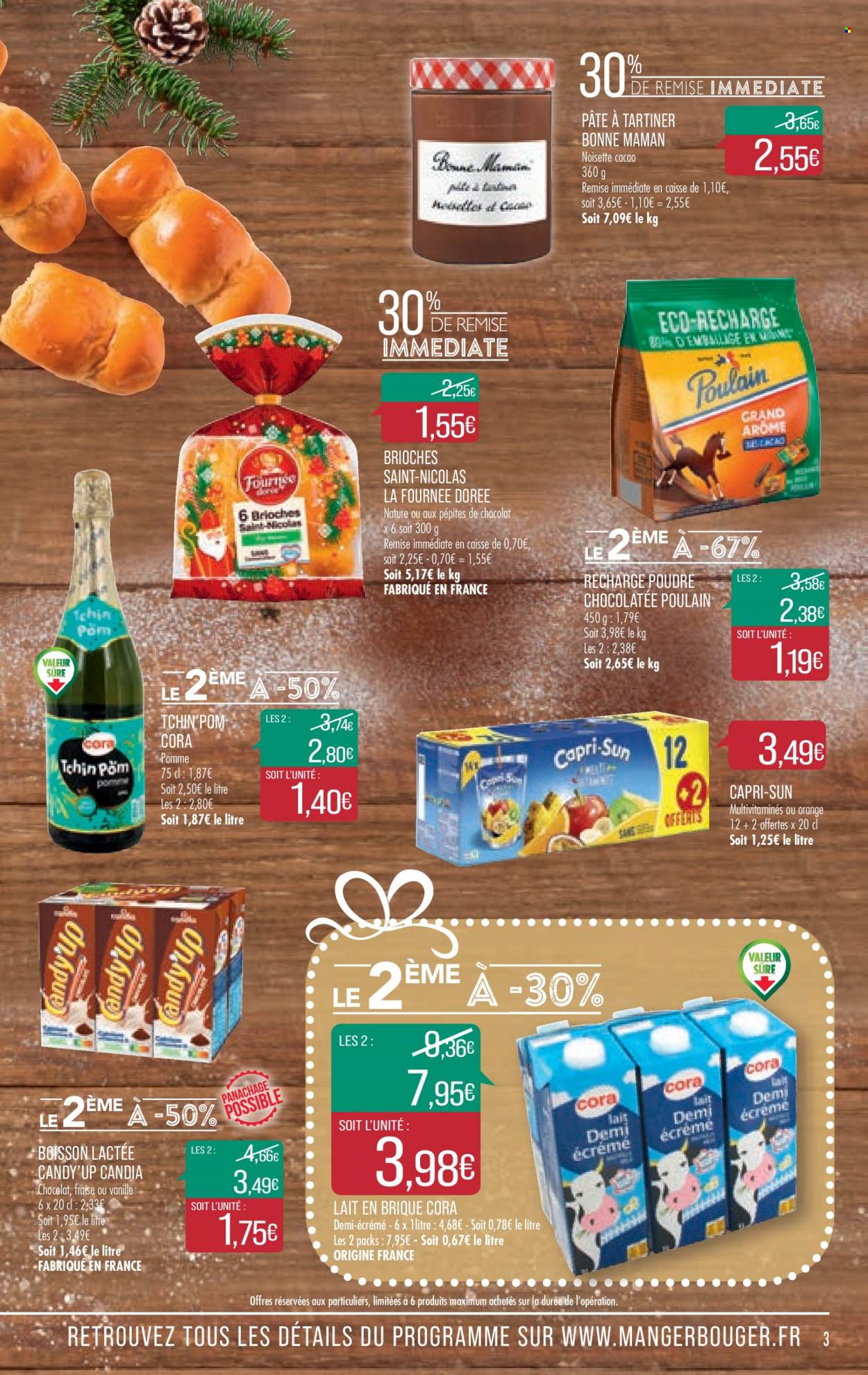 thumbnail - Catalogue Supermarché Match - 23/11/2021 - 06/12/2021 - Produits soldés - pommes, brioche, La Fournée Dorée, pâte à tartiner, lait, Candia, Capri-Sun. Page 3.