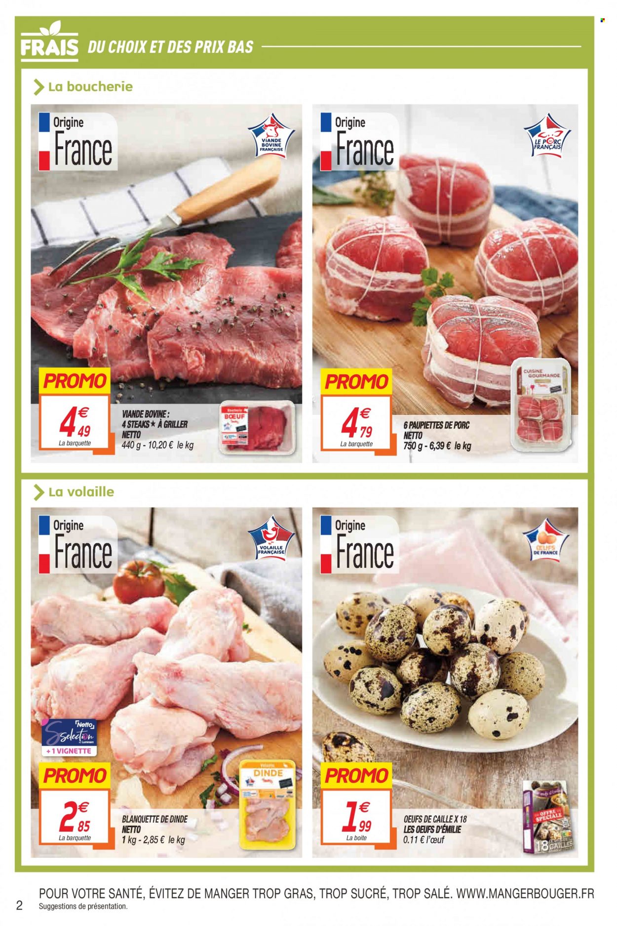 thumbnail - Catalogue Netto - 23/11/2021 - 28/11/2021 - Produits soldés - steak, viande de porc, paupiette, œufs. Page 2.