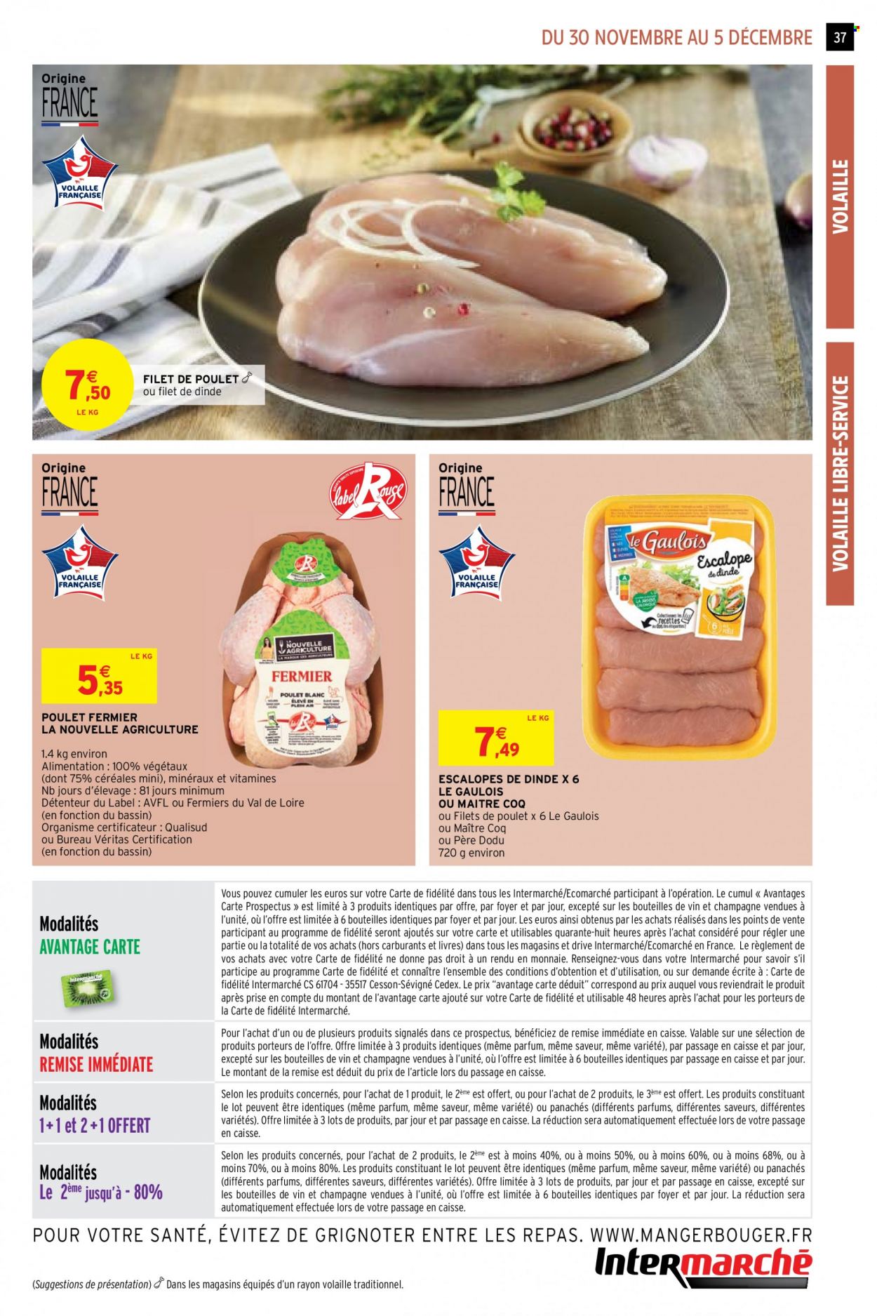 thumbnail - Catalogue Intermarché Super - 30/11/2021 - 05/12/2021 - Produits soldés - escalope, alcool, Maître CoQ, filet de poulet, viande de dinde, escalope de dinde, Père Dodu, champagne. Page 37.