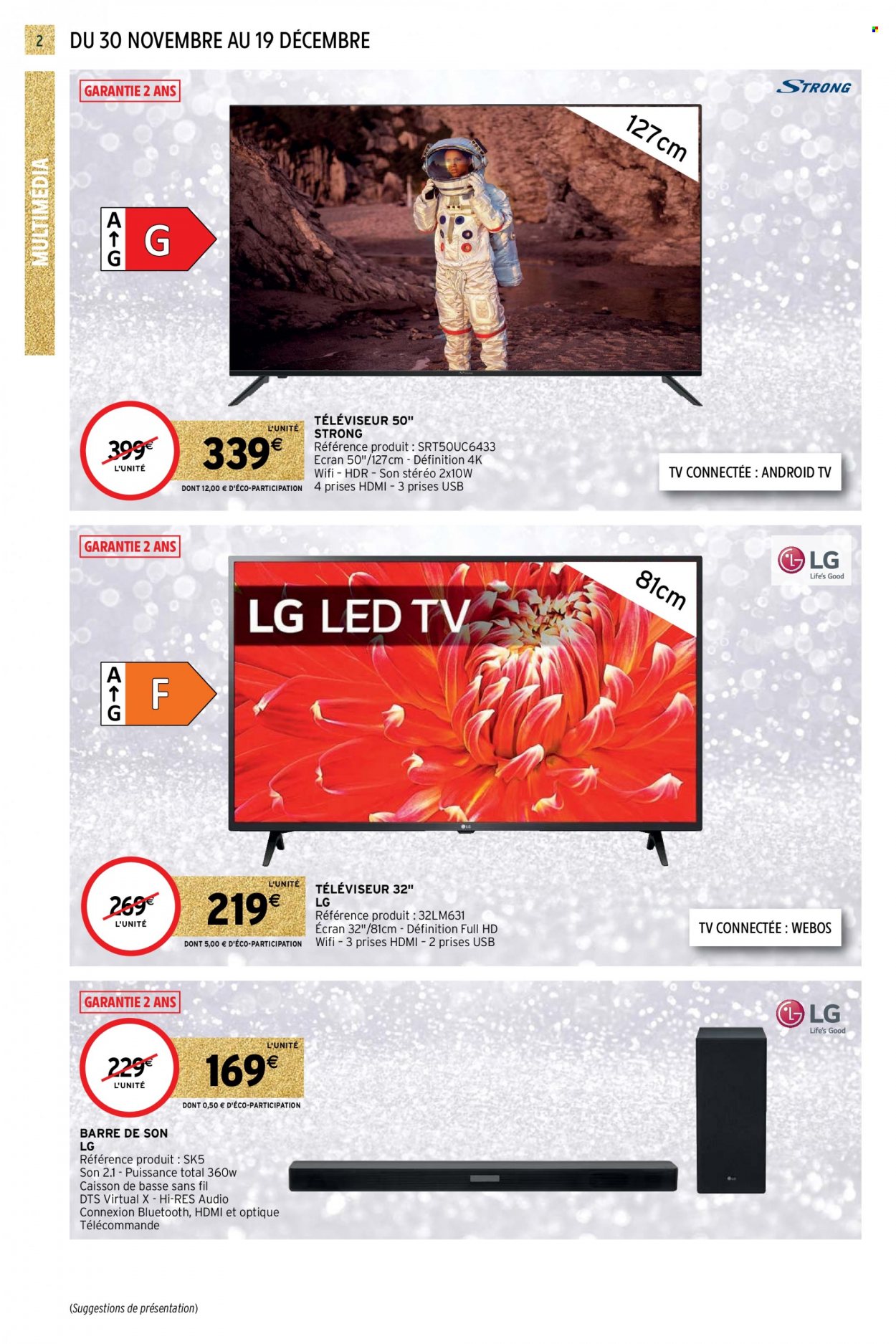 thumbnail - Catalogue Intermarché - 30/11/2021 - 19/12/2021 - Produits soldés - LG, téléviseur, android tv, barre de son. Page 2.