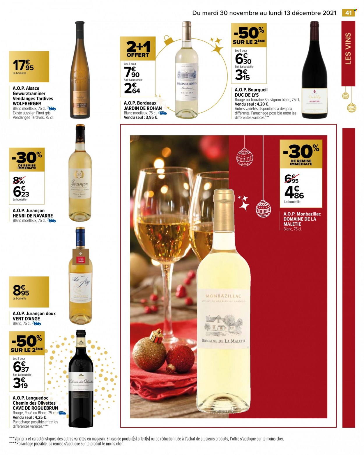 thumbnail - Catalogue Carrefour Hypermarchés - 30/11/2021 - 13/12/2021 - Produits soldés - alcool, Bordeaux, vin blanc, vin rouge, Sauvignon Blanc, Pinot Gris, Cabernet Sauvignon. Page 49.